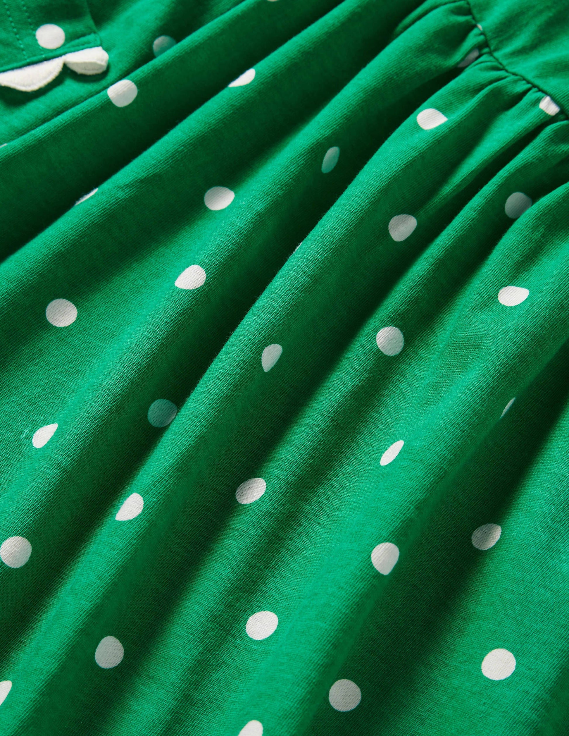 Jerseykleid mit Bortendetail-Grün/Naturweiß, Polkatupfen-3