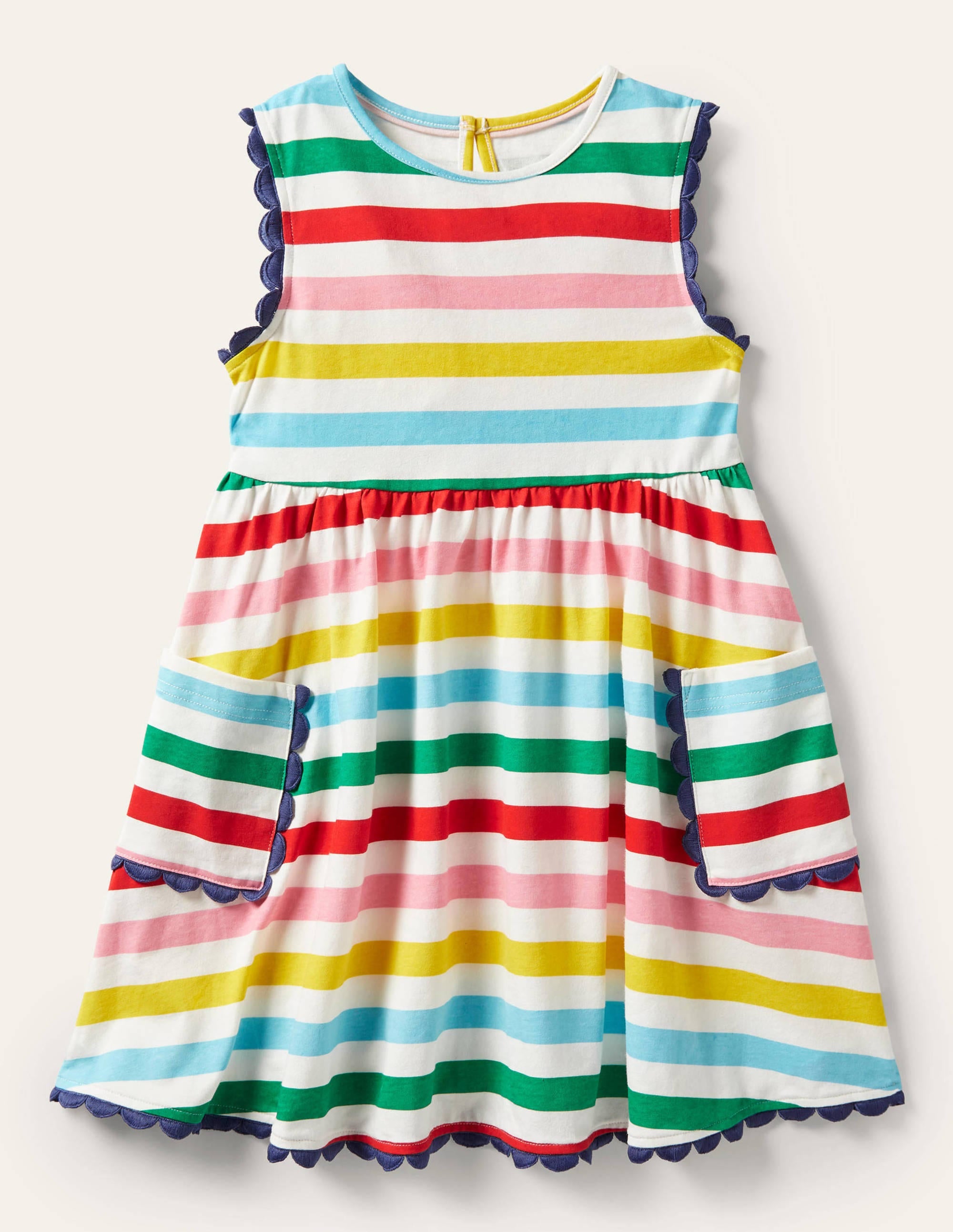 Robe en jersey avec bordures décorées-Rayé multi - Image 1