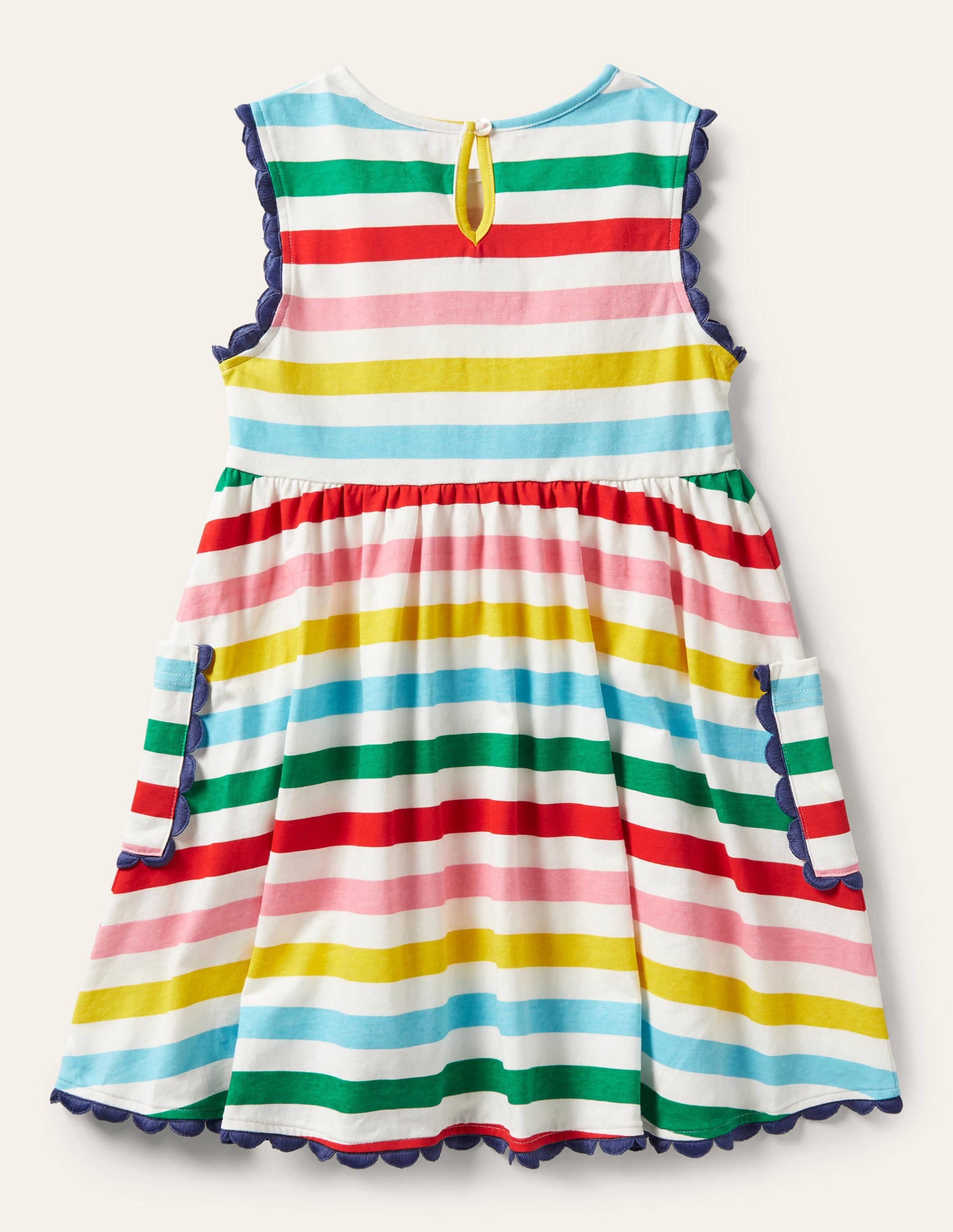 Robe en jersey avec bordures décorées-Rayé multi - Image 2