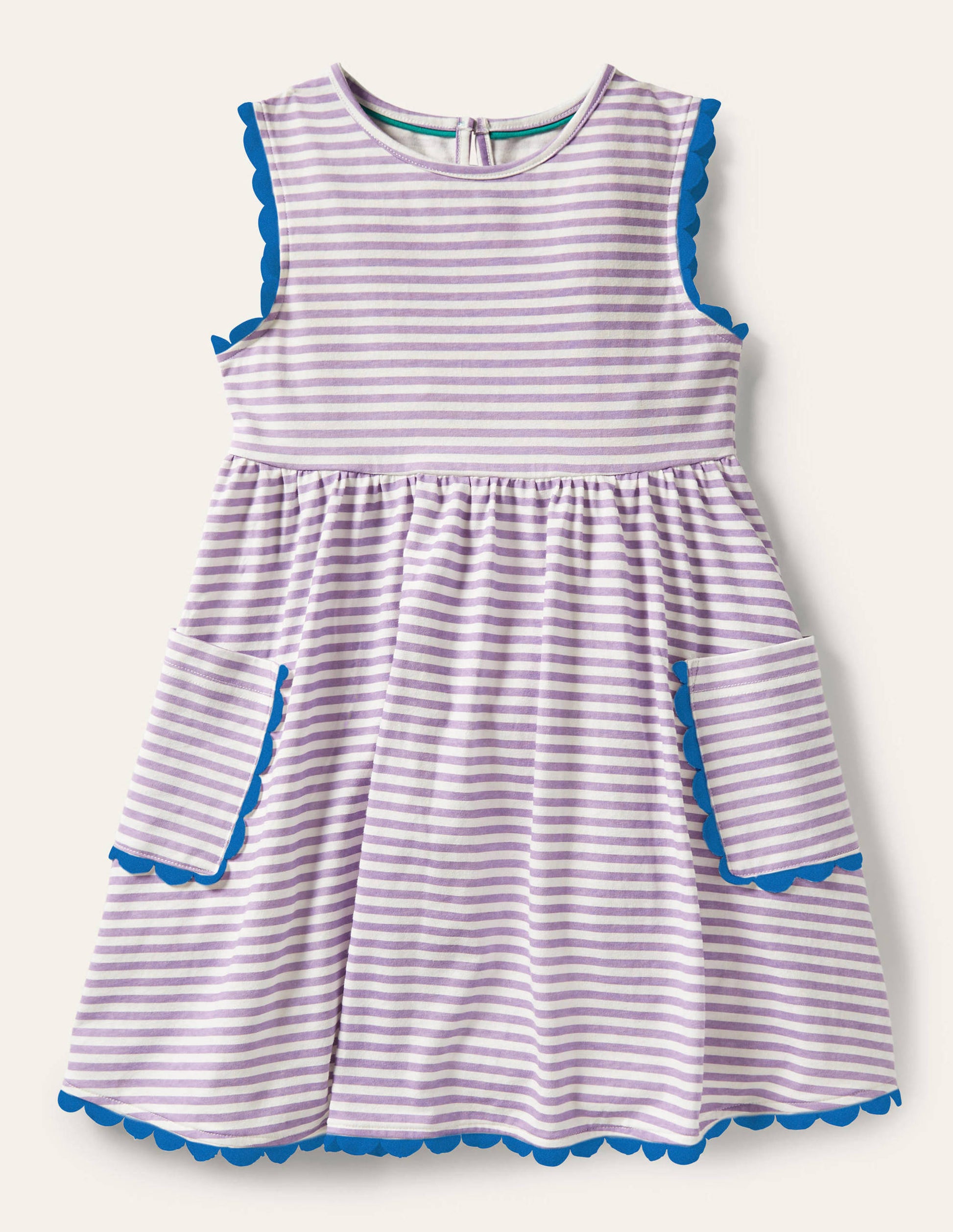 Robe en jersey avec bordures décorées-Blanc/violet froid-1