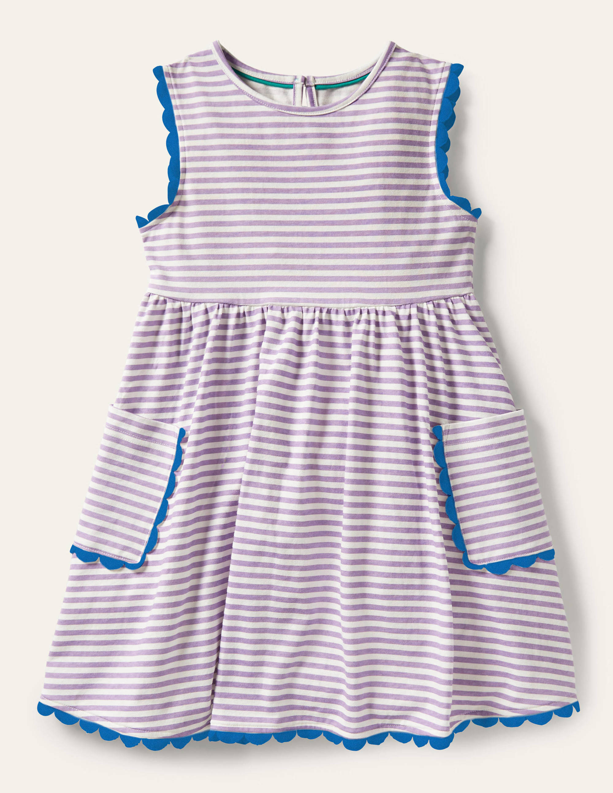 Robe en jersey avec bordures décorées-Blanc/violet froid - Image 1