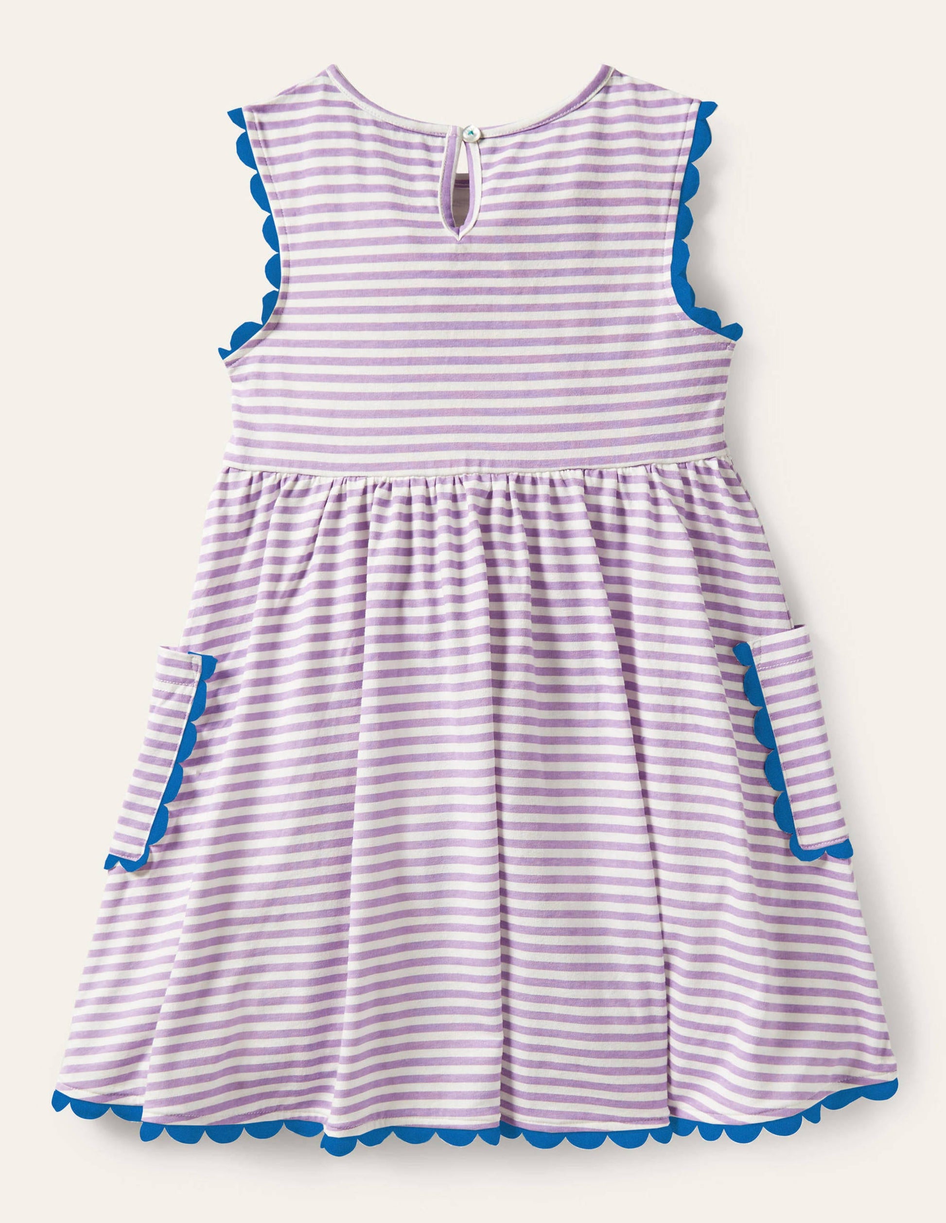 Robe en jersey avec bordures décorées-Blanc/violet froid-2