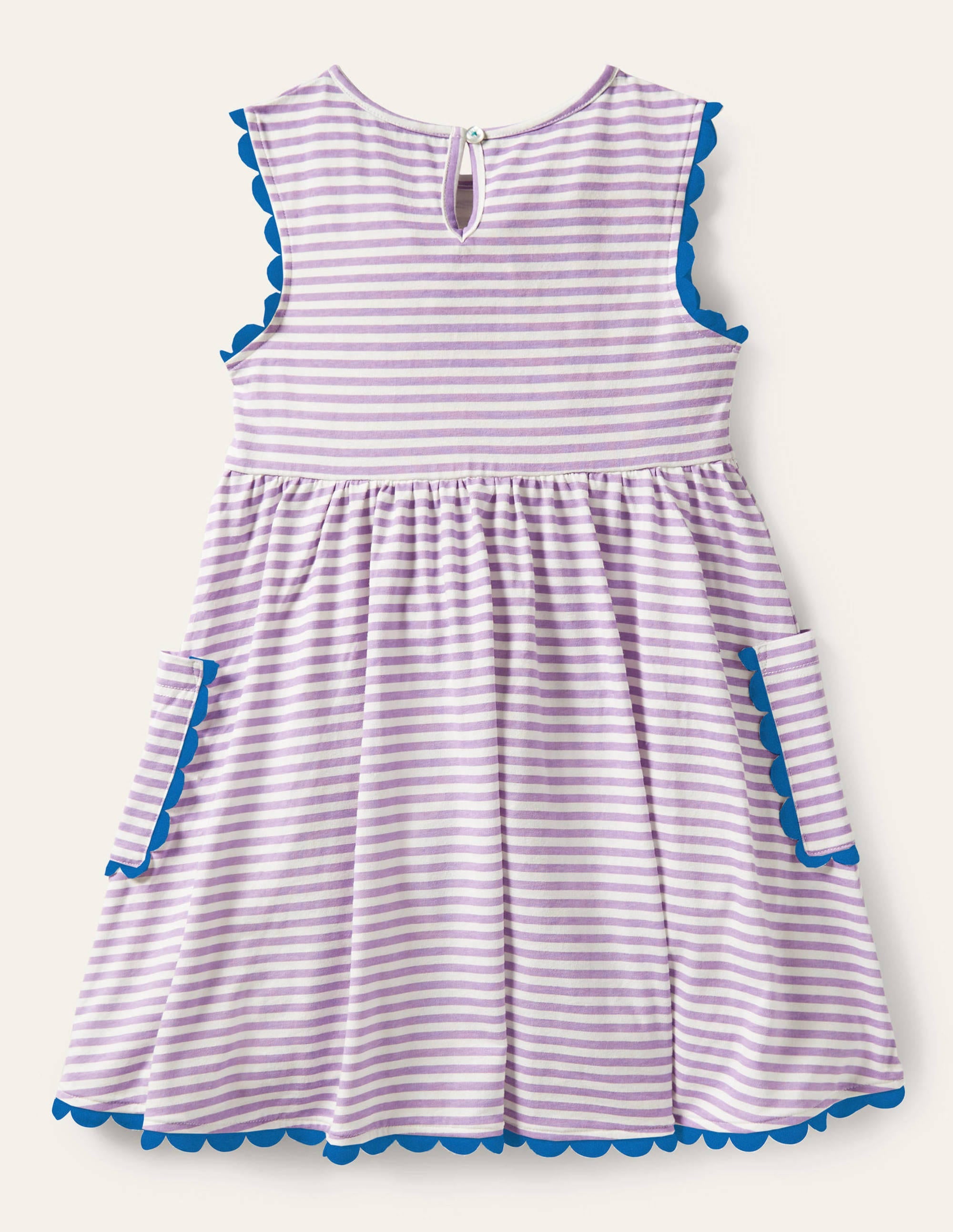 Robe en jersey avec bordures décorées-Blanc/violet froid - Image 2