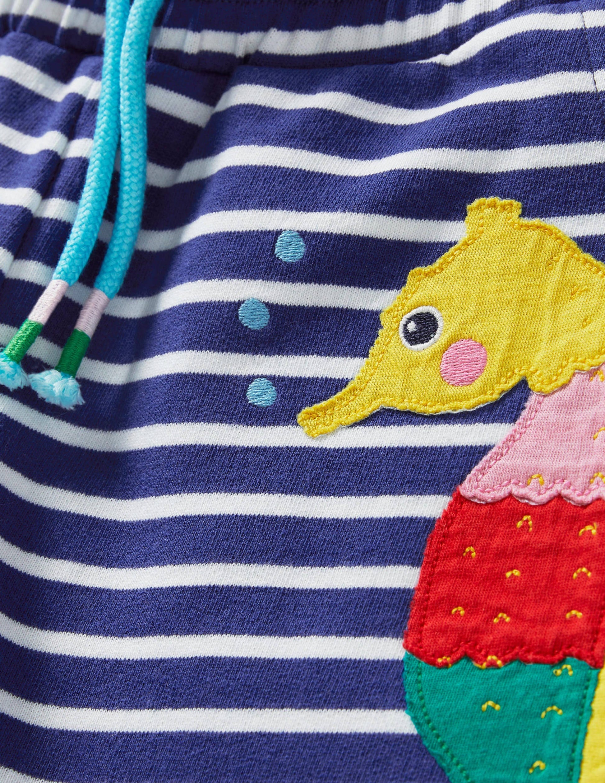 Jersey Appliqué Shorts-Blue Wave/Ivory Seahorse-3