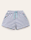 Charlie Jersey-Shorts mit Bommeln-Naturweiß/Segelblau