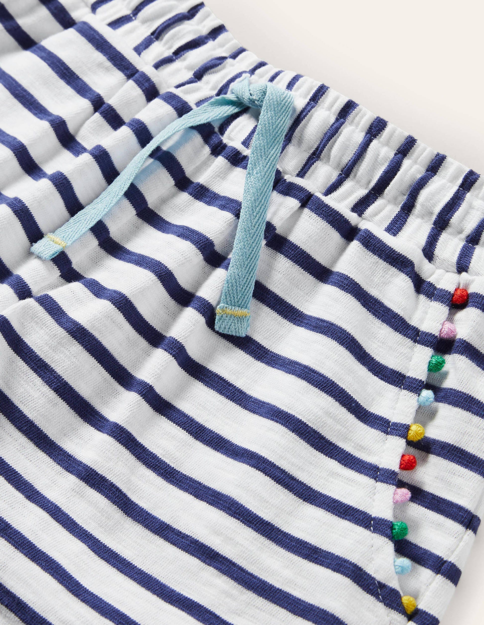 Charlie Jersey-Shorts mit Bommeln-Naturweiß/Segelblau-3