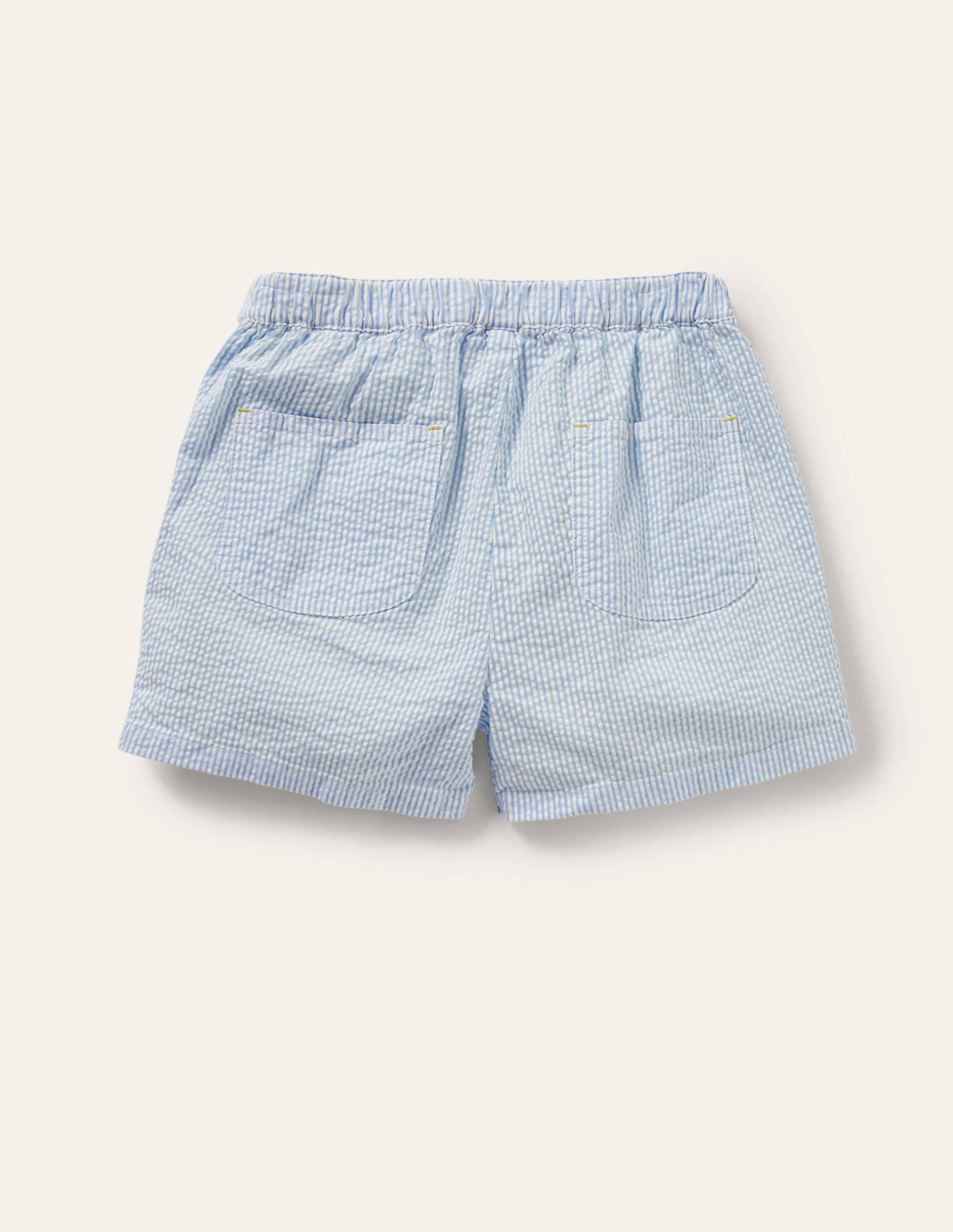 Embroidered Tie-waist Shorts-Bright Bluebell Ticking-2