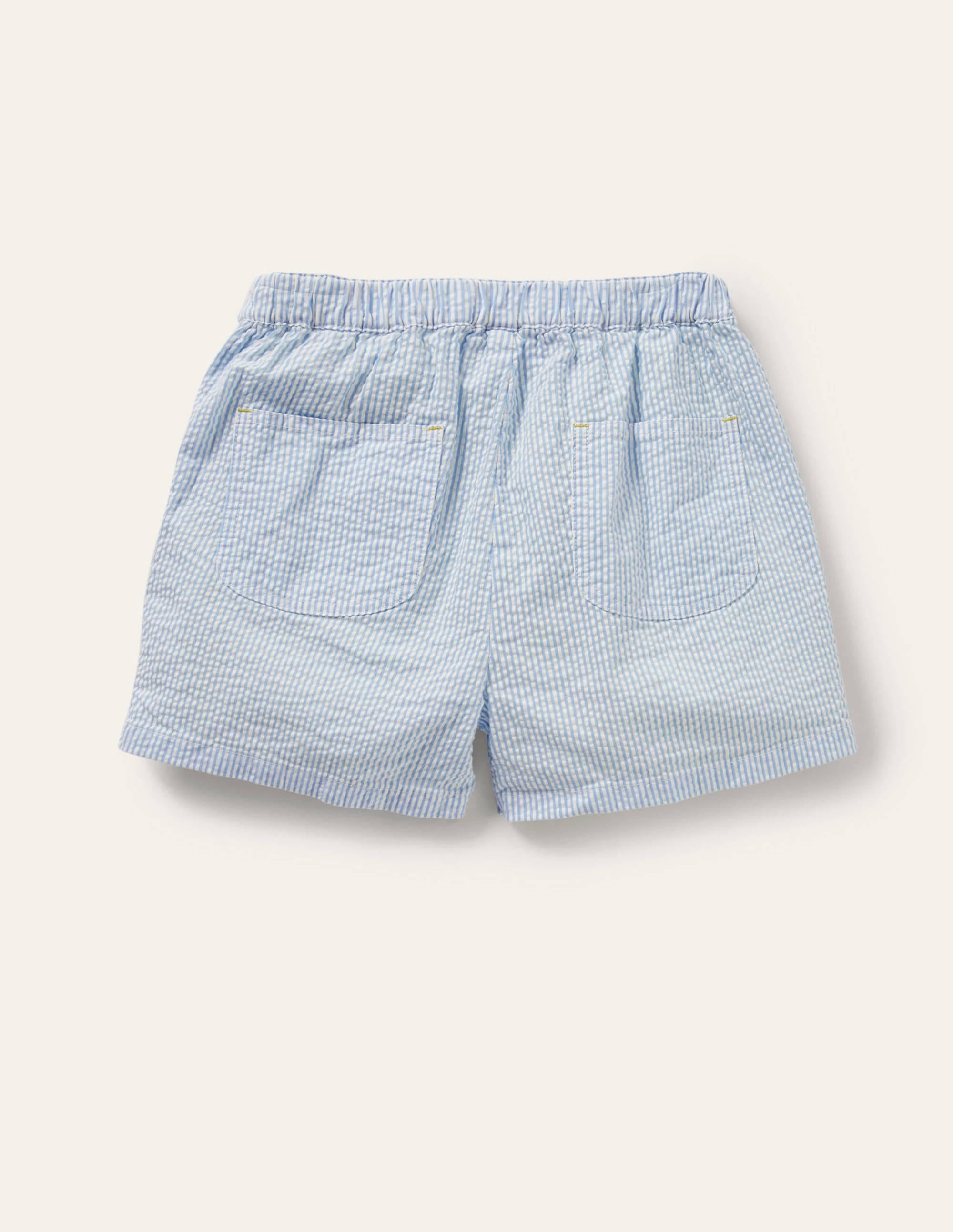 Embroidered Tie-waist Shorts-Bright Bluebell Ticking - Image 2