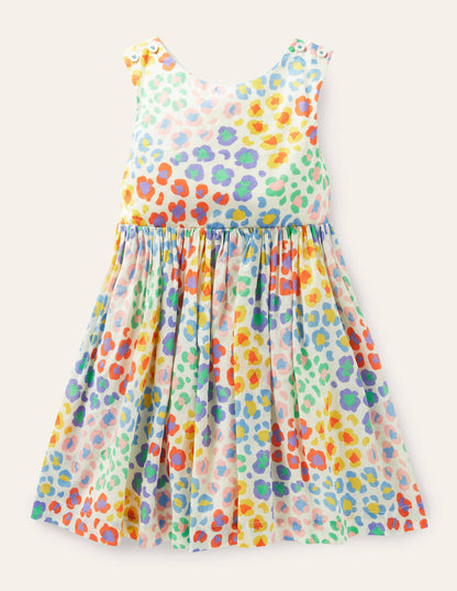Kleid mit überkreuzten Rückenträgern-Bunt, Leopardenmuster-2