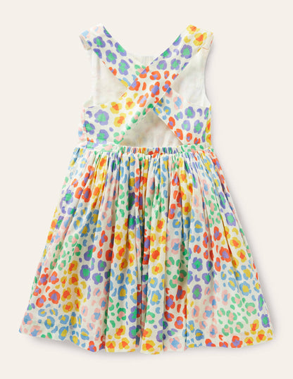 Kleid mit überkreuzten Rückenträgern-Bunt, Leopardenmuster-3