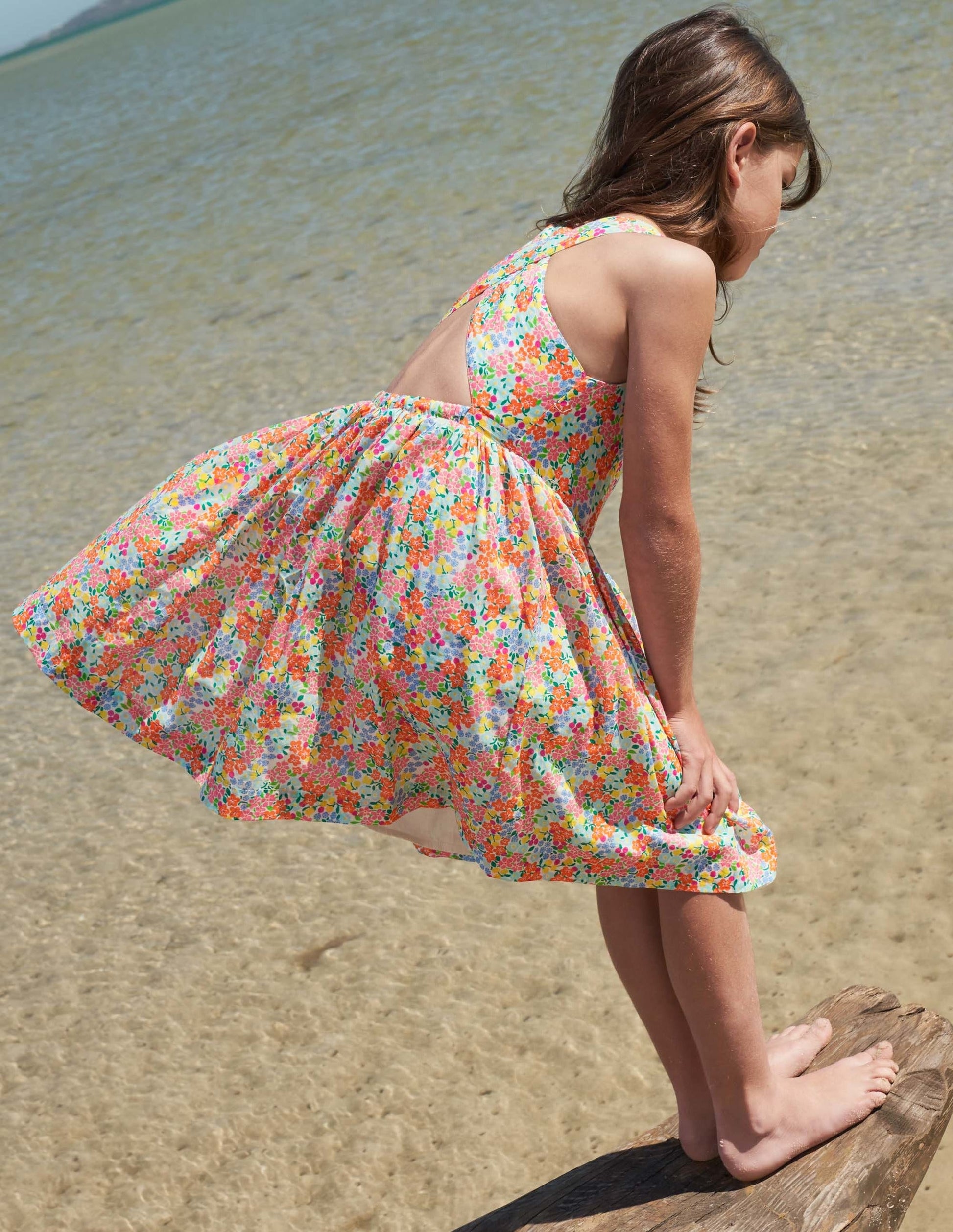 Robe croisée dans le dos-Motif floral tropical multi-4