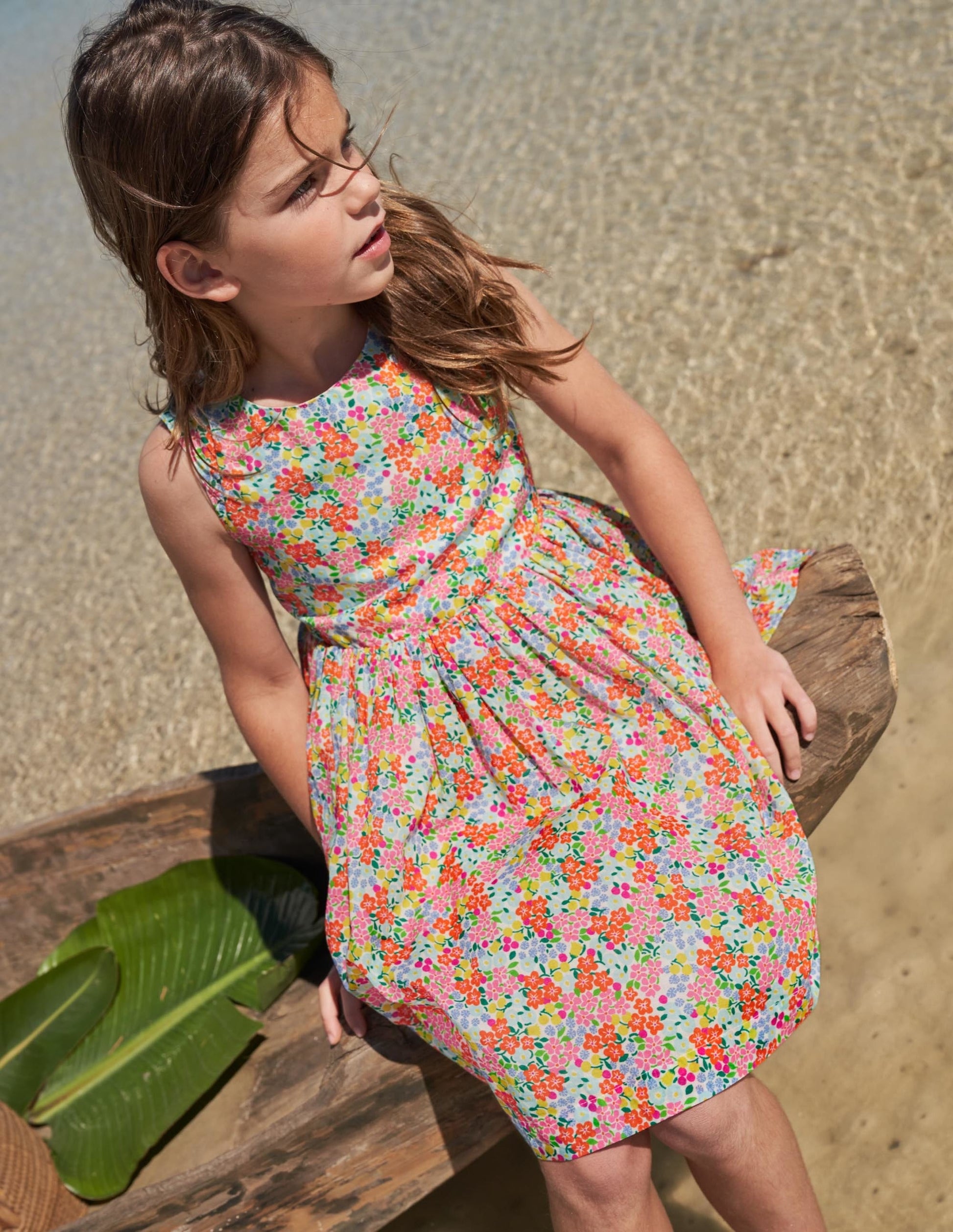 Robe croisée dans le dos-Motif floral tropical multi-5