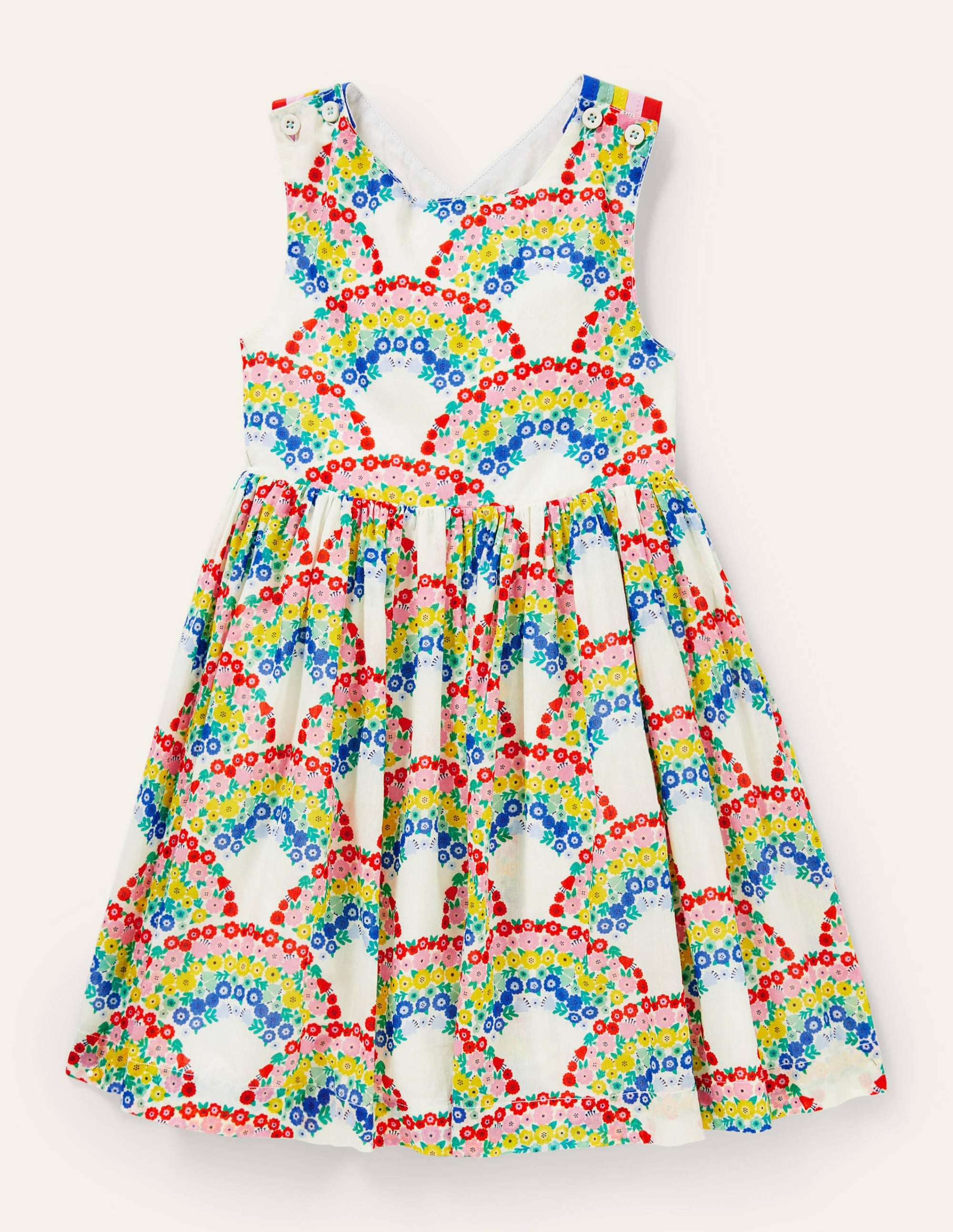 Cross-back Dress-Multi Rainbow Floral - Image 1