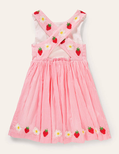Kleid mit überkreuzten Rückenträgern-Hellrosa/Naturweiß