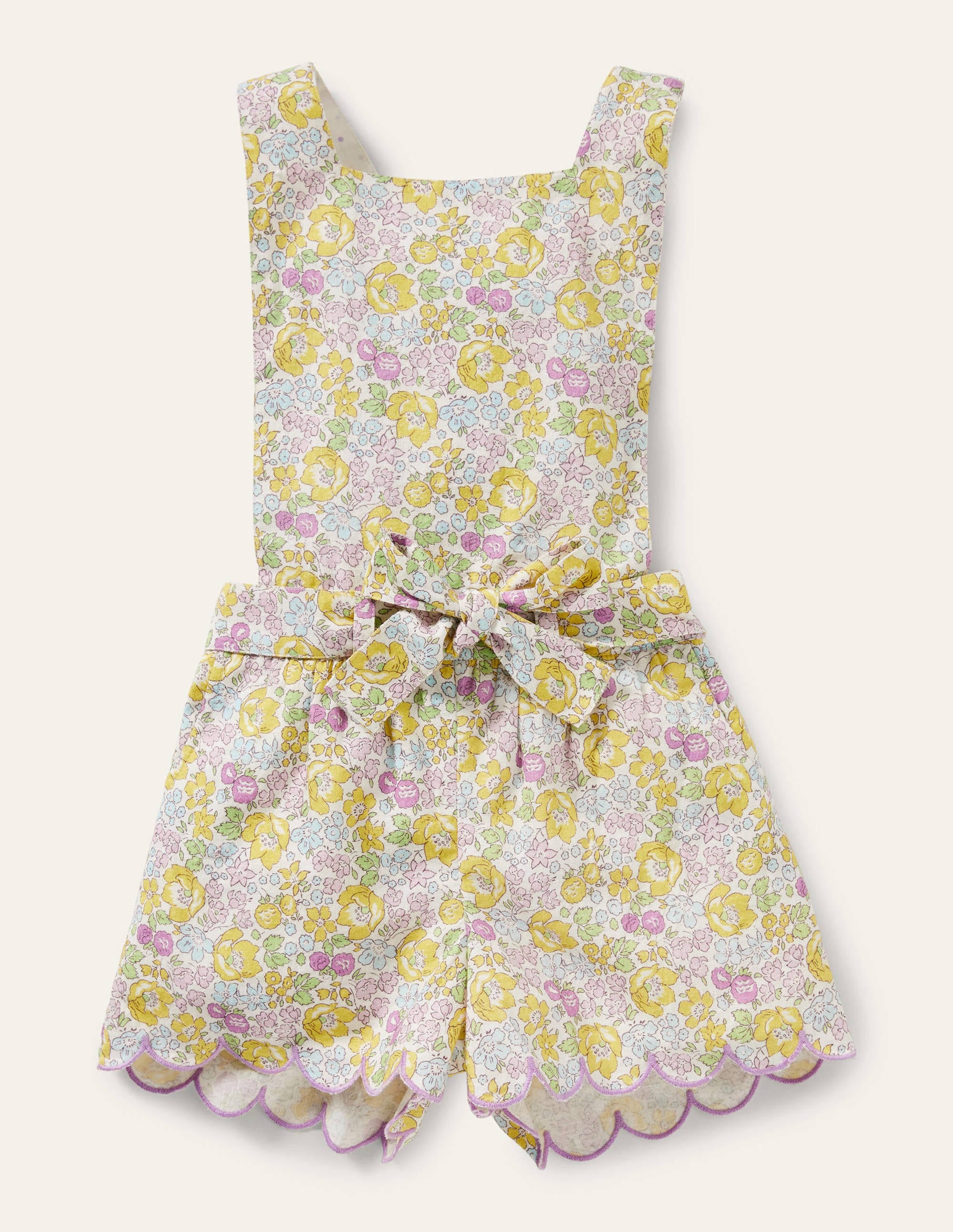 Spielset mit Stoffgürtel und Muschelsaum-Lila, Filigranes Blumenmuster - Image 2