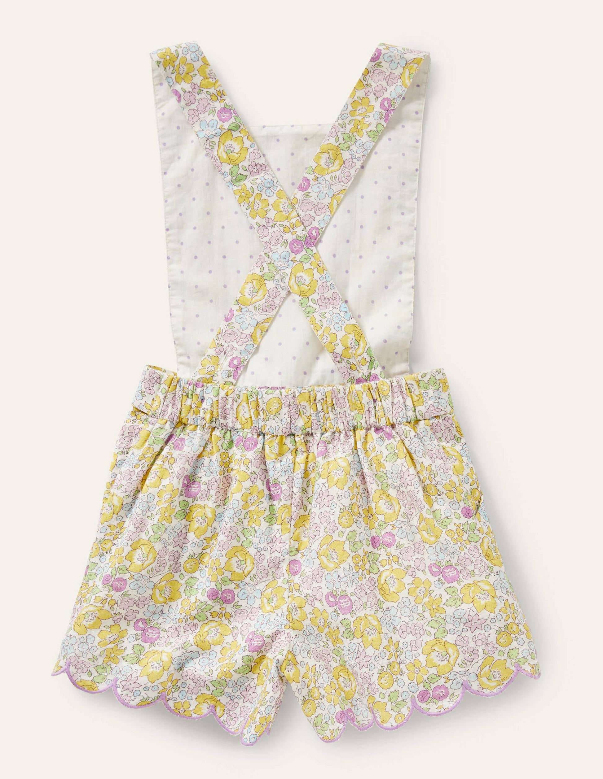 Spielset mit Stoffgürtel und Muschelsaum-Lila, Filigranes Blumenmuster-1