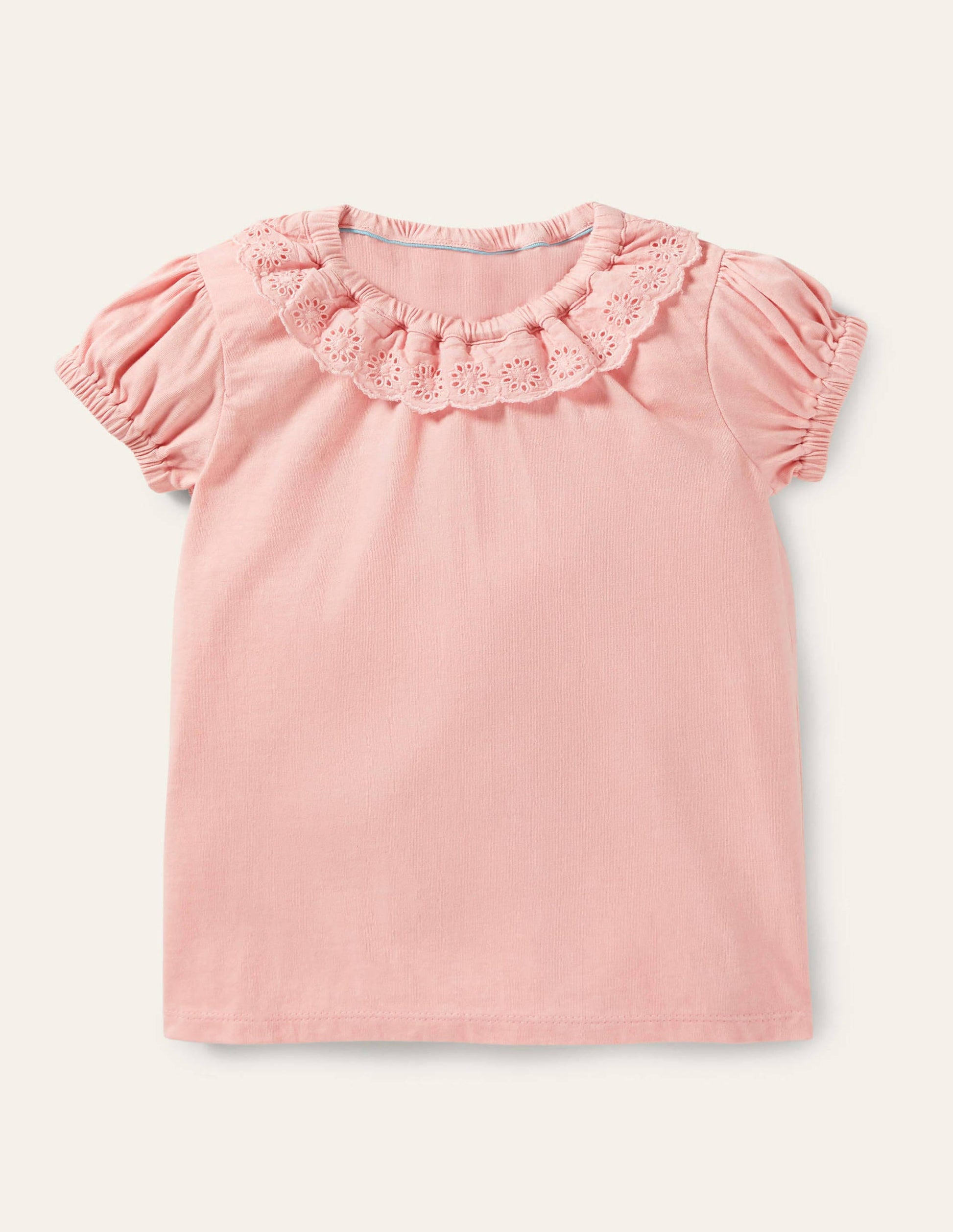 Top en jersey avec col en broderie anglaise-Rose boto-1
