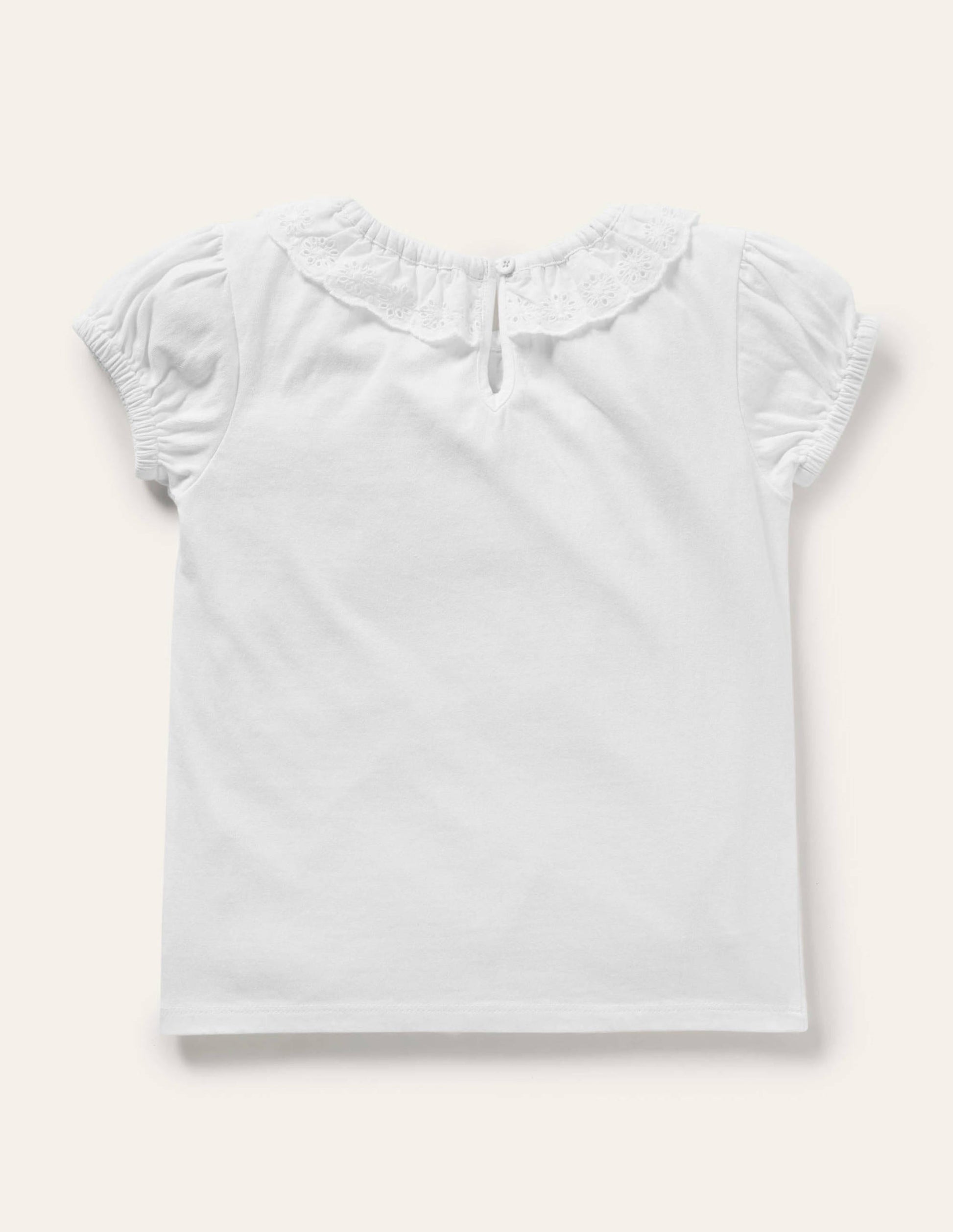 Broderie Collar Jersey Top-White-2