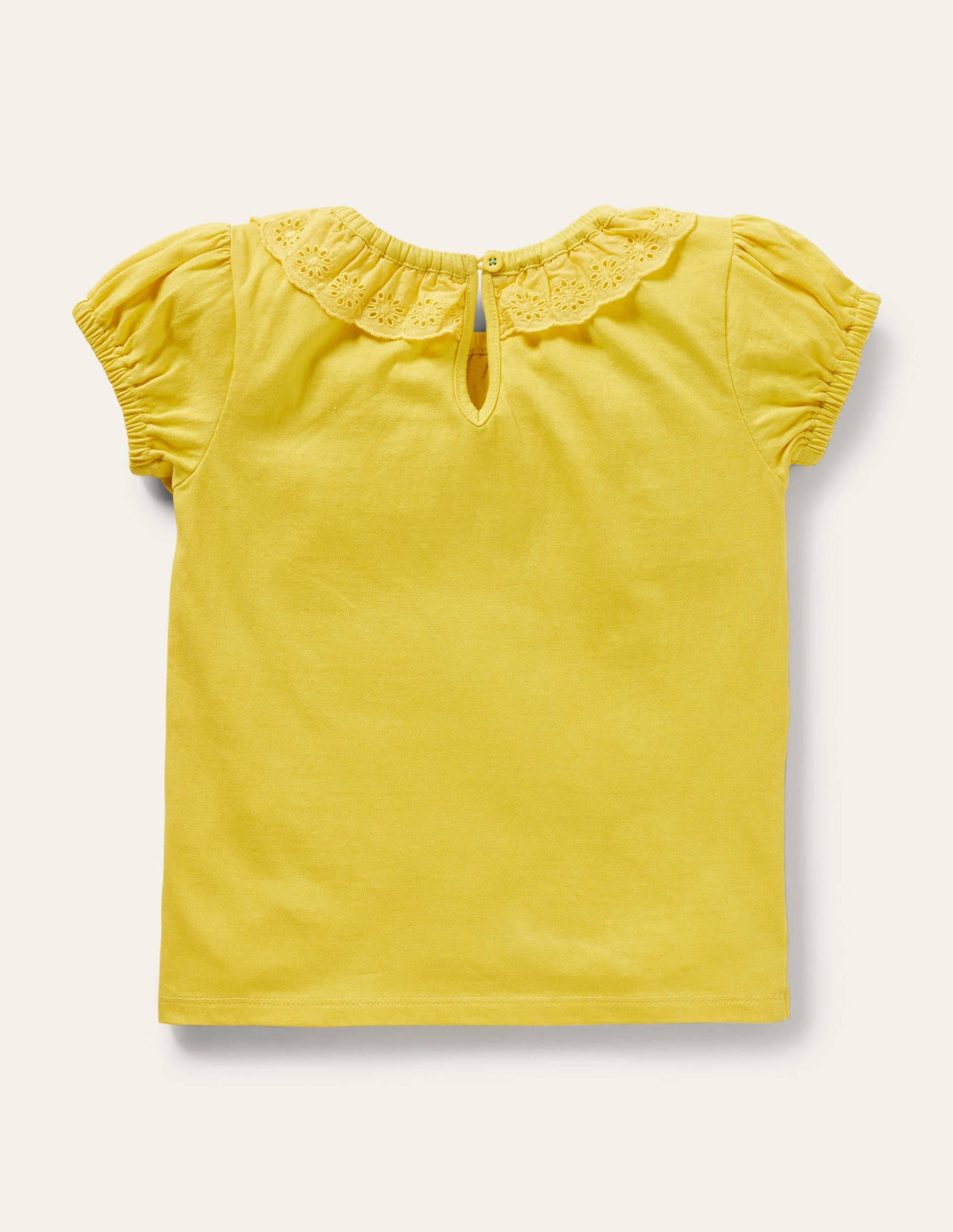 Top en jersey avec col en broderie anglaise-Jaune maïs-2