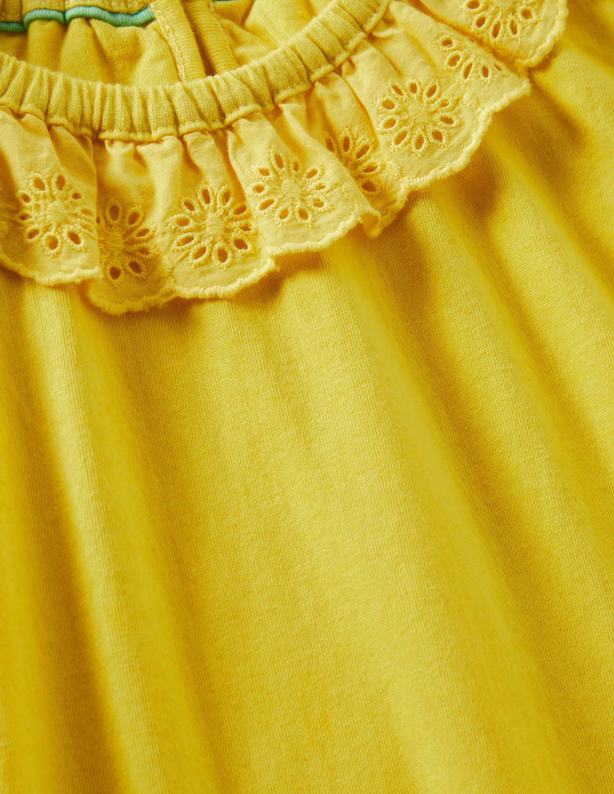 Top en jersey avec col en broderie anglaise-Jaune maïs - Image 3