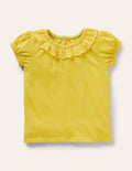 Top en jersey avec col en broderie anglaise-Jaune maïs