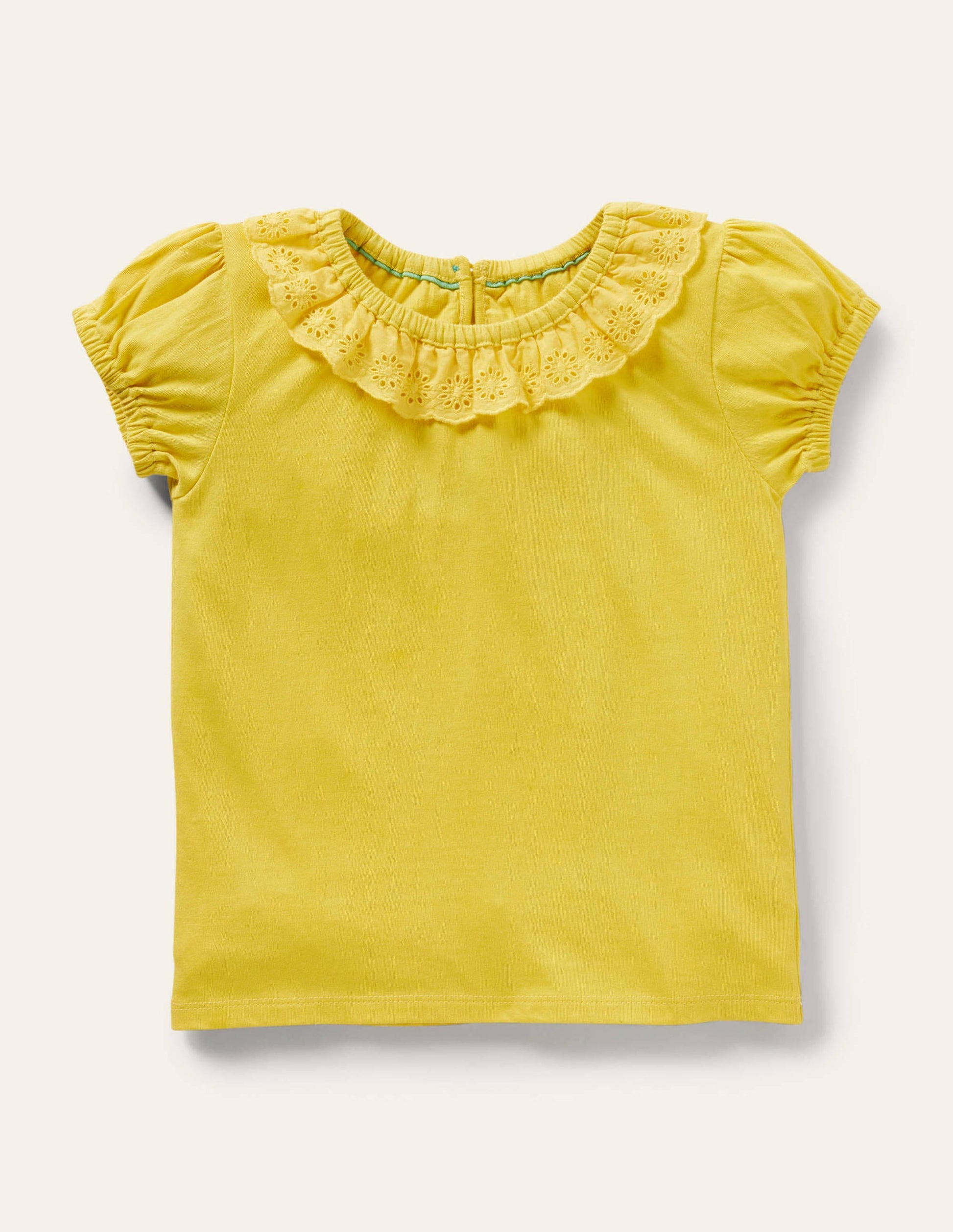 Top en jersey avec col en broderie anglaise-Jaune maïs-1