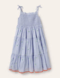 Robe d'été volantée-Chambray