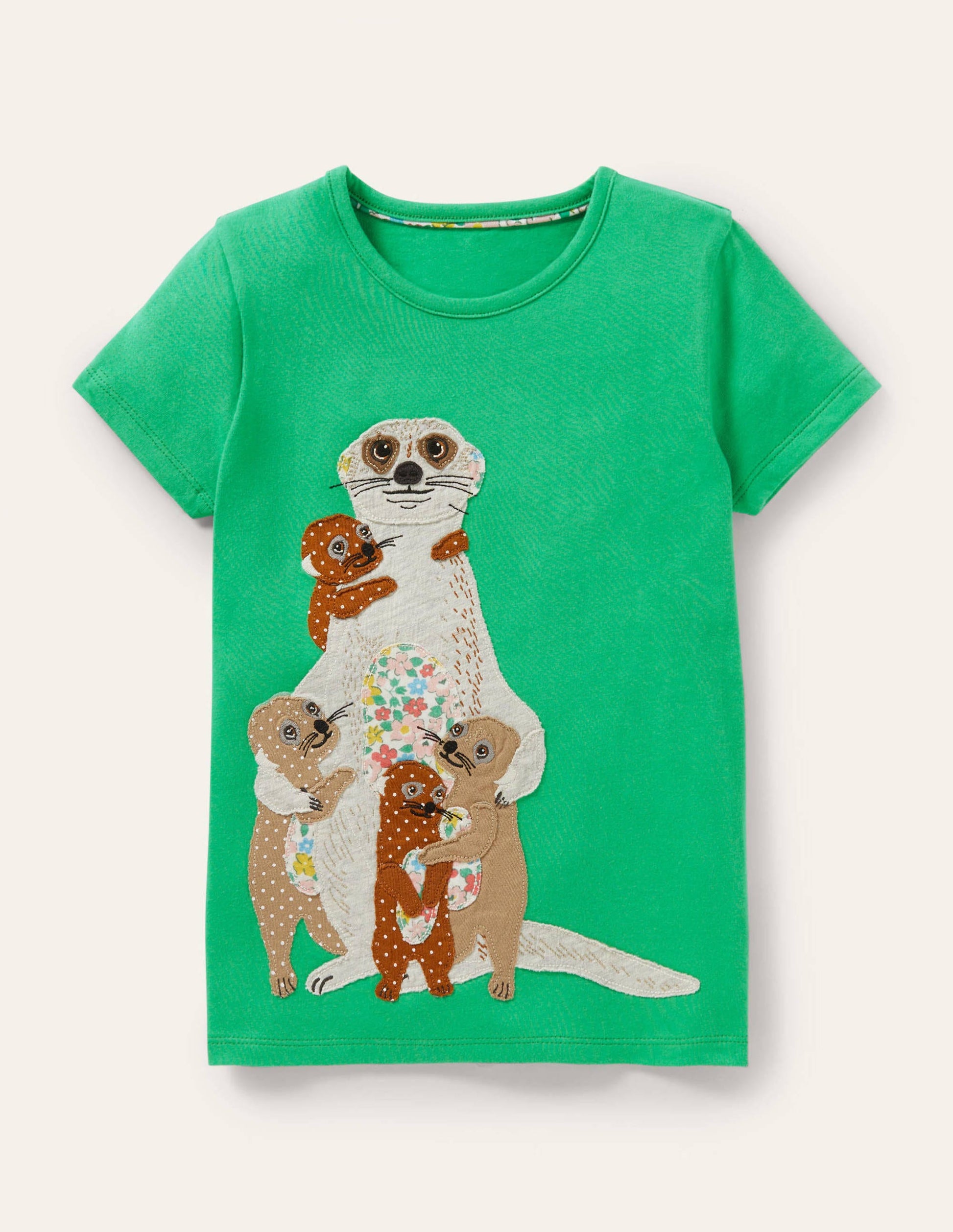 Kurzärmliges T-Shirt mit Applikation-Aloe-Vera-Grün, Erdmännchen-1