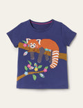 T-shirt manches courtes à appliqué-Panda rouge tribord