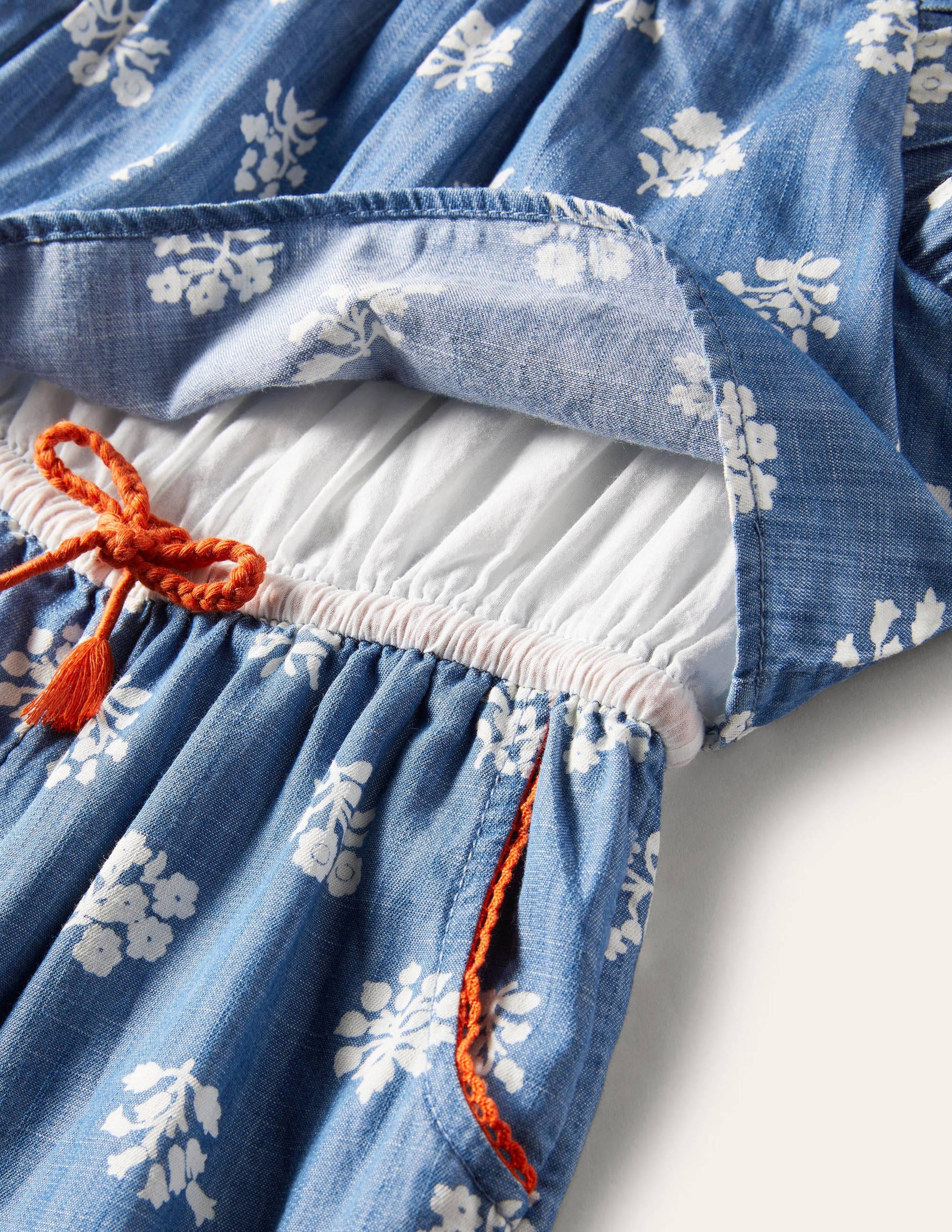 Combinaison tissée-Motif xylographique chambray-3