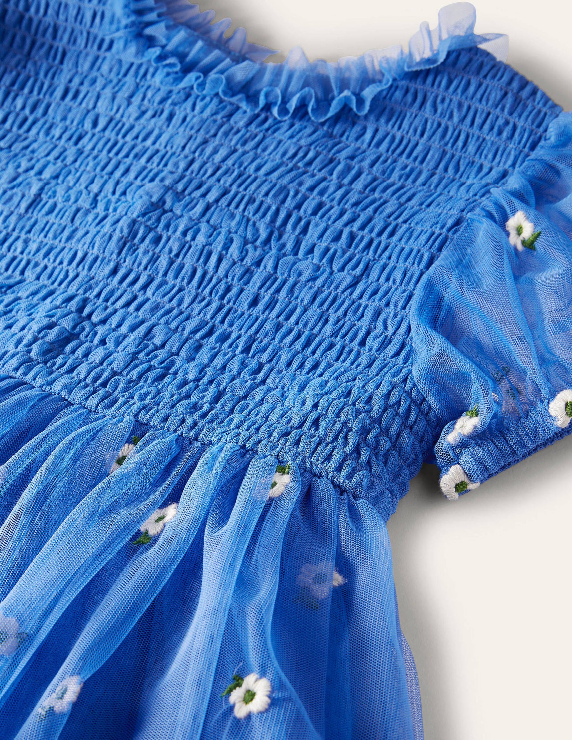 Robe à volants en tulle-Bleu élisabéthain-3