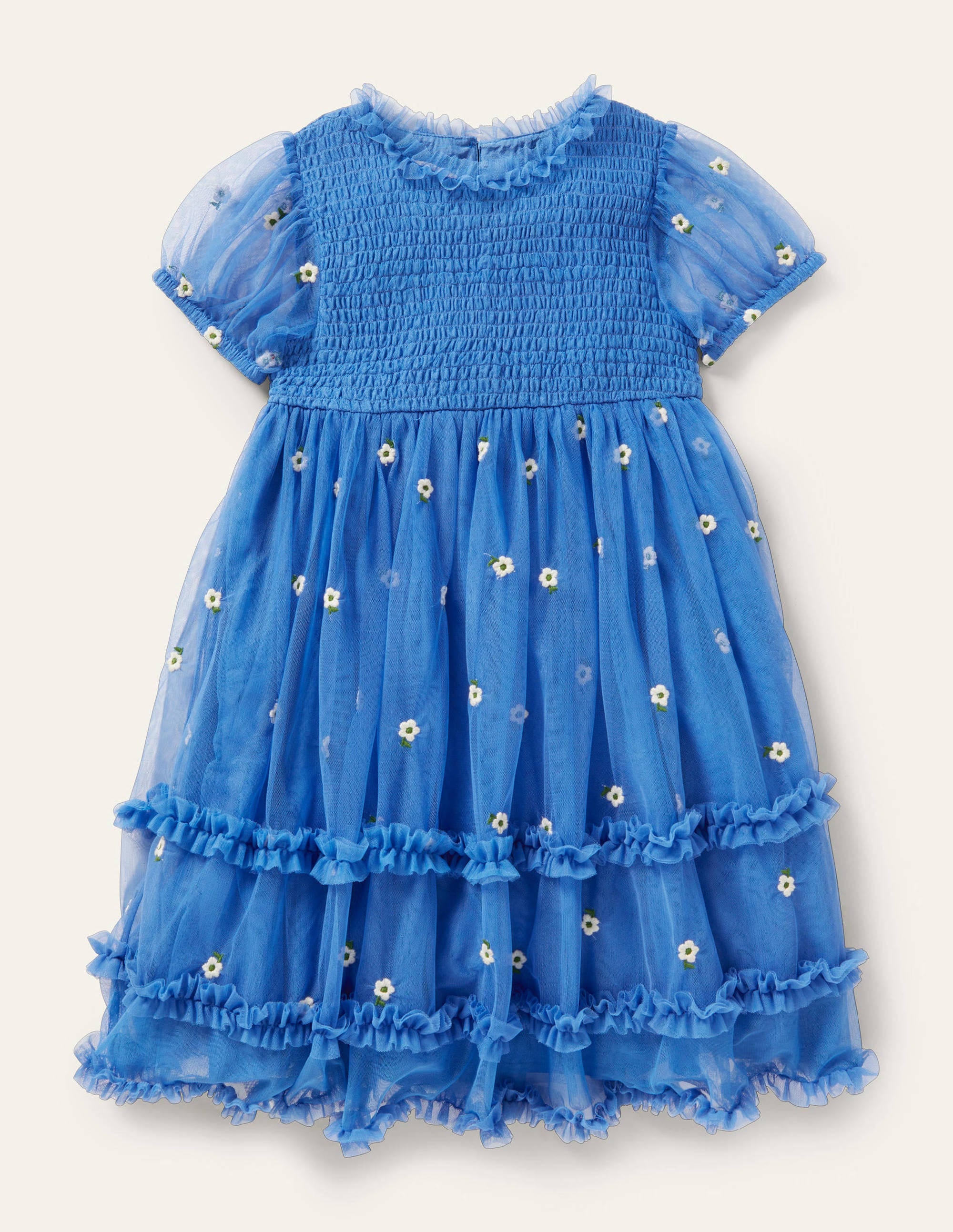 Robe à volants en tulle-Bleu élisabéthain - Image 1