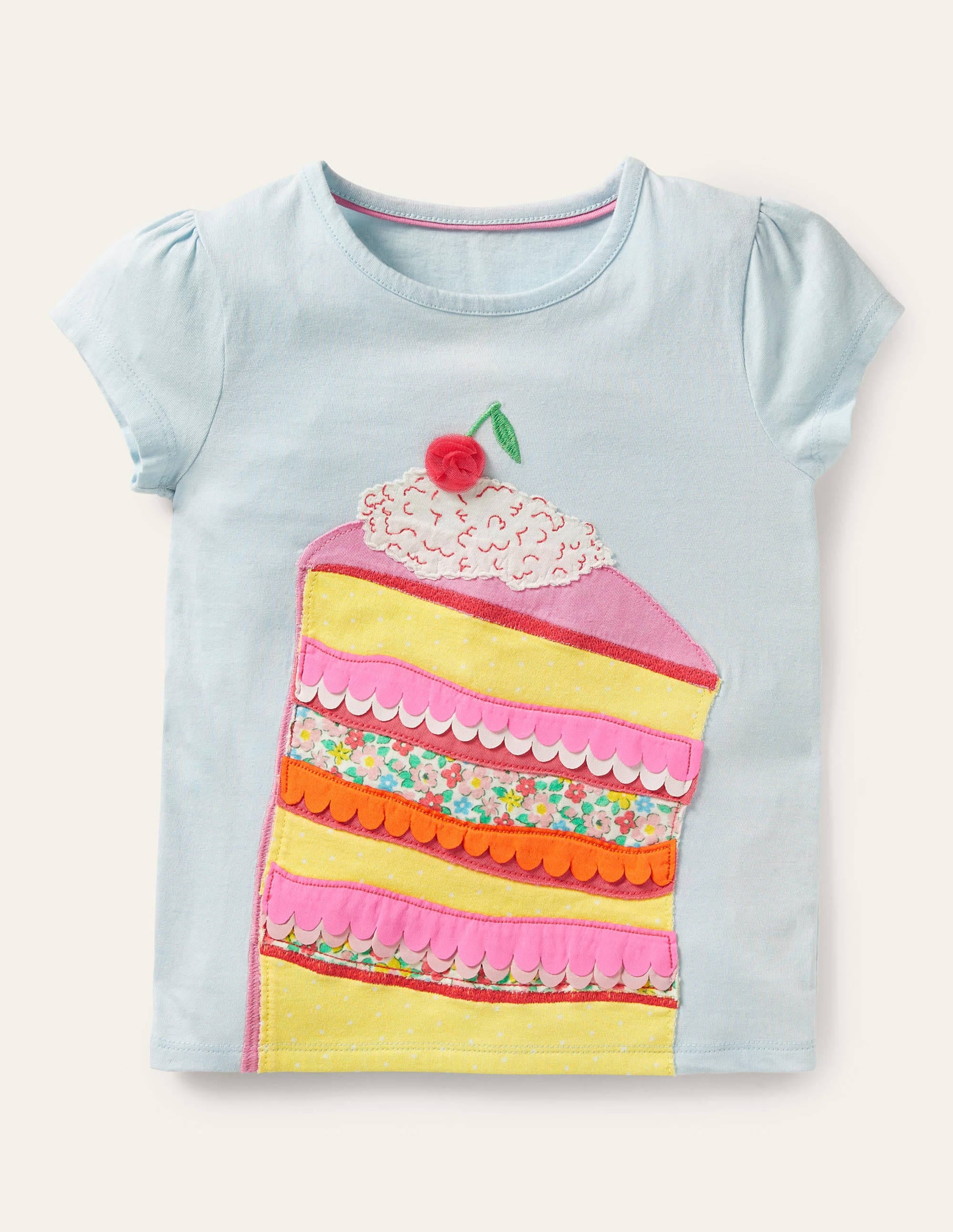 T-shirt à manches bouffantes et appliqué-Gâteau bleu Neptune - Image 1