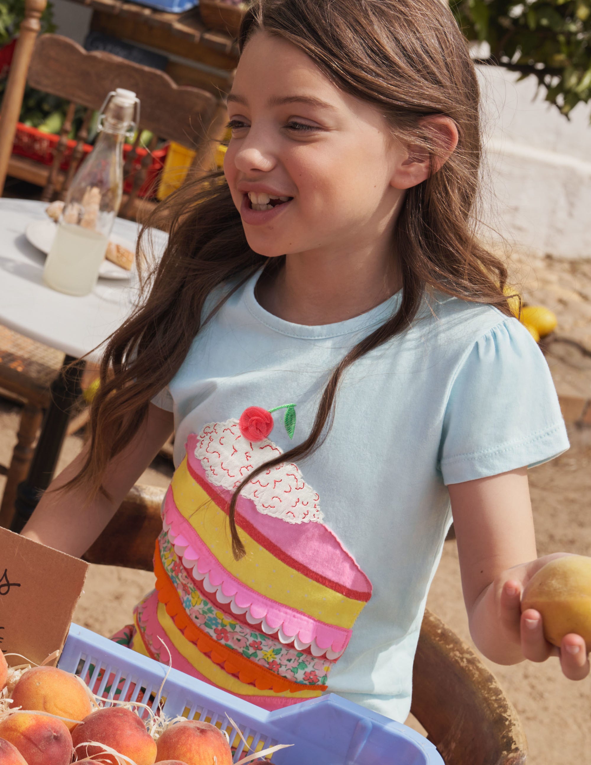 T-shirt à manches bouffantes et appliqué-Gâteau bleu Neptune - Image 5