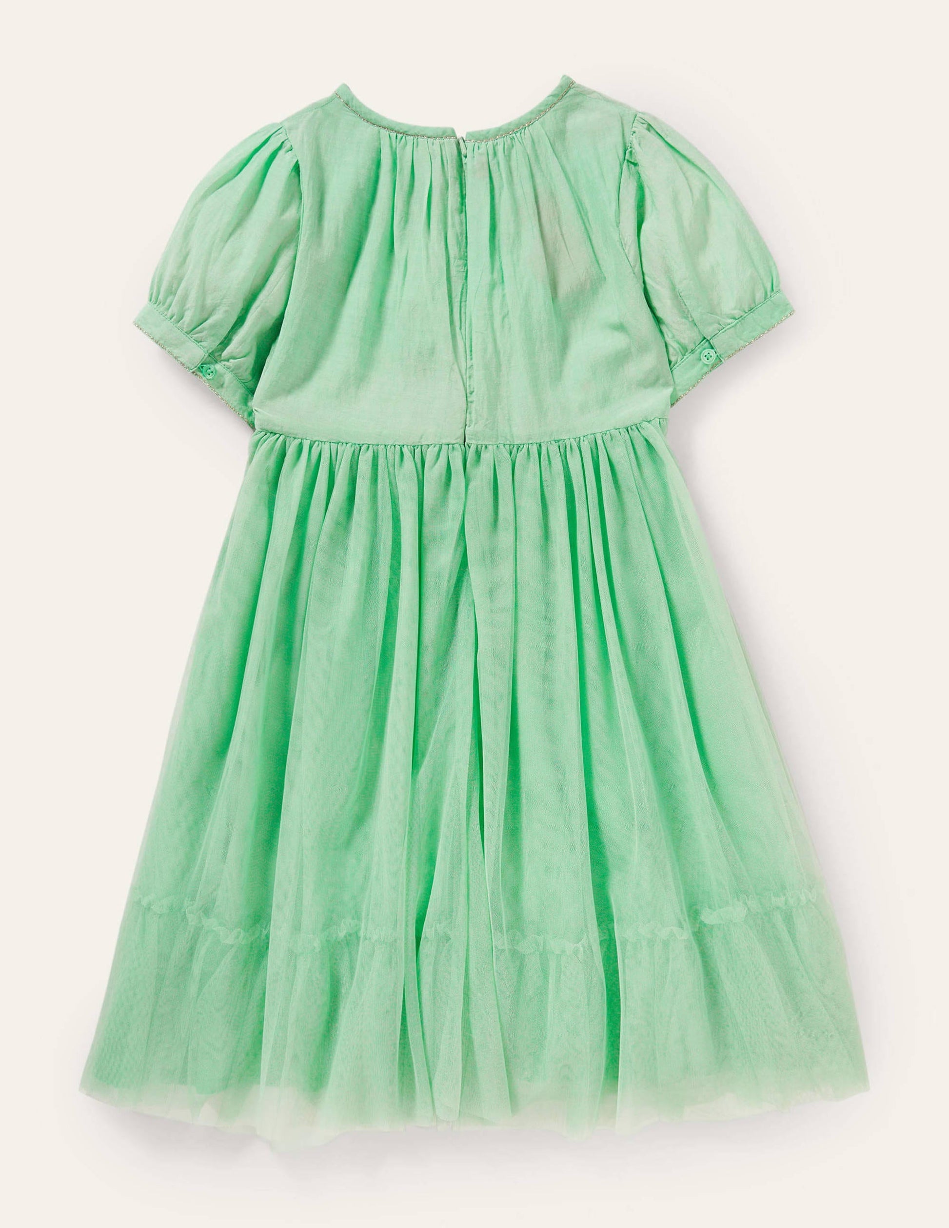 Kleid mit Blumenapplikation-Brunnengrün-2