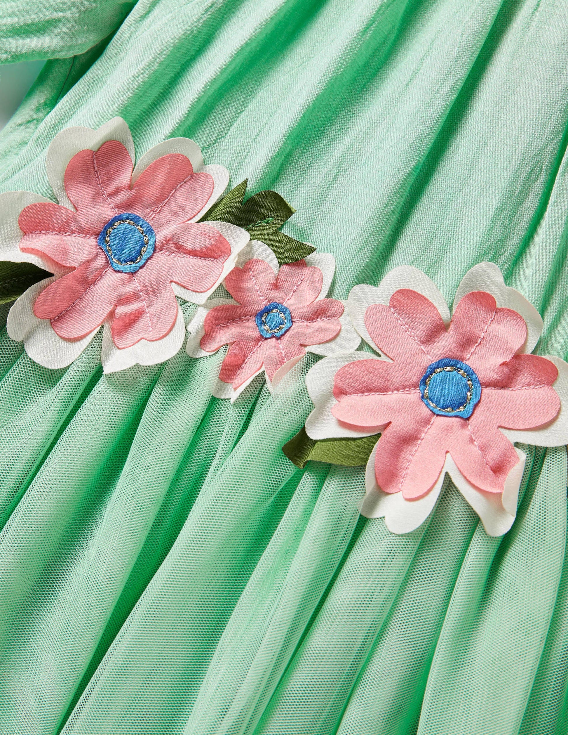 Kleid mit Blumenapplikation-Brunnengrün-3