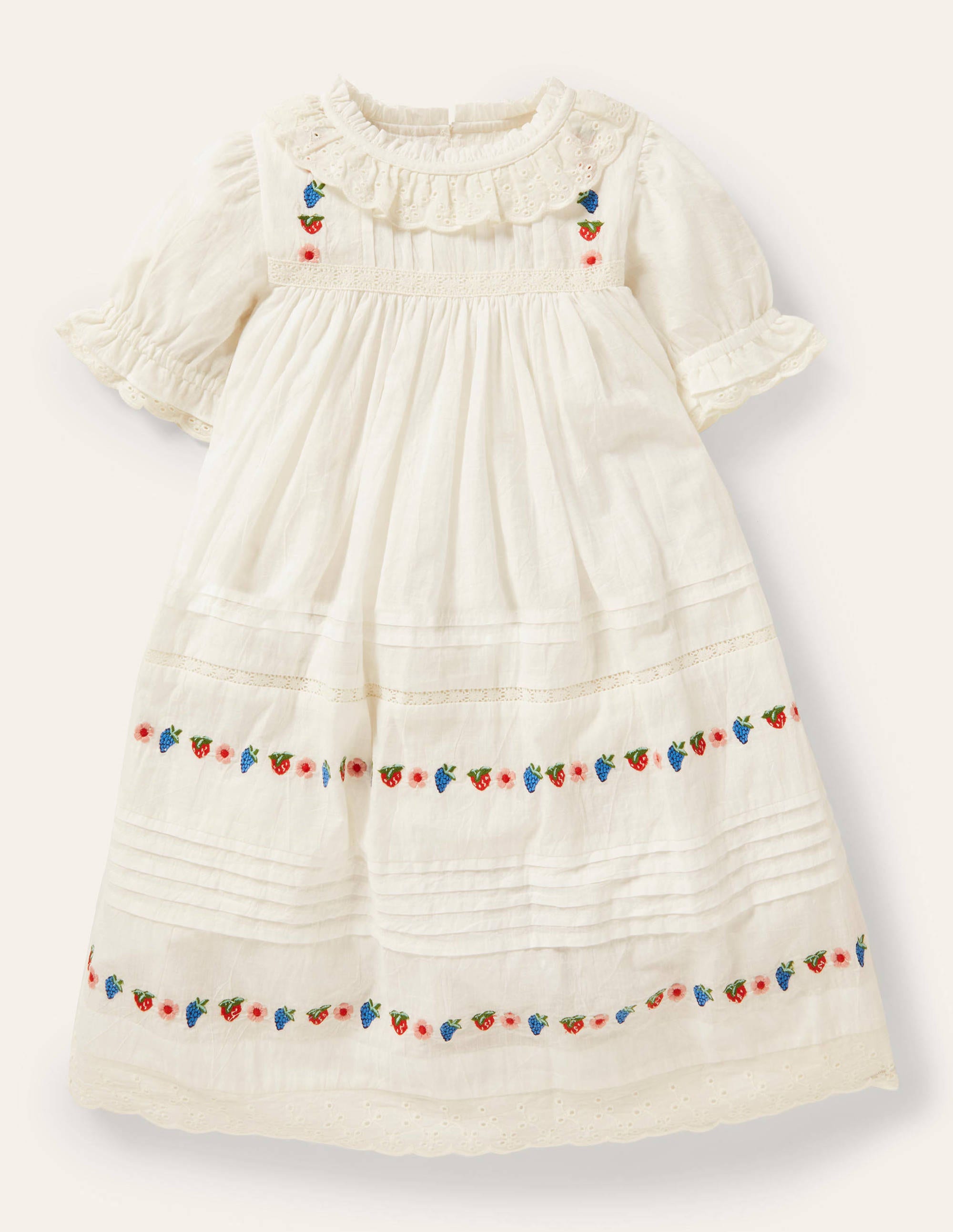 Nostalgisches Webkleid mit Stufen-Naturweiß - Image 1