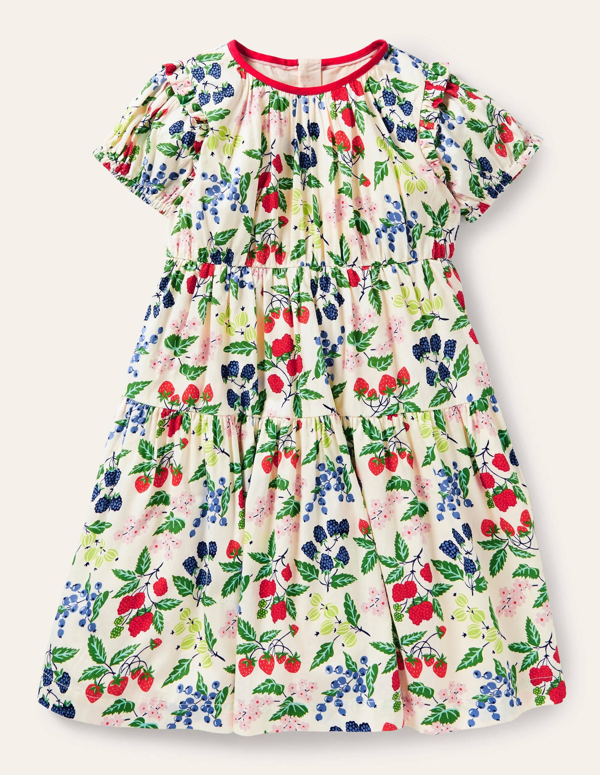 Robe florale à manches bouffantes-Vanille motif Botanical Fruit - Image 1