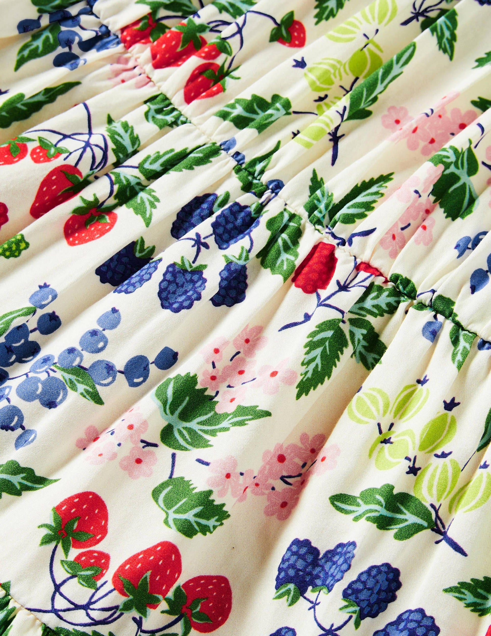 Robe florale à manches bouffantes-Vanille motif Botanical Fruit-3