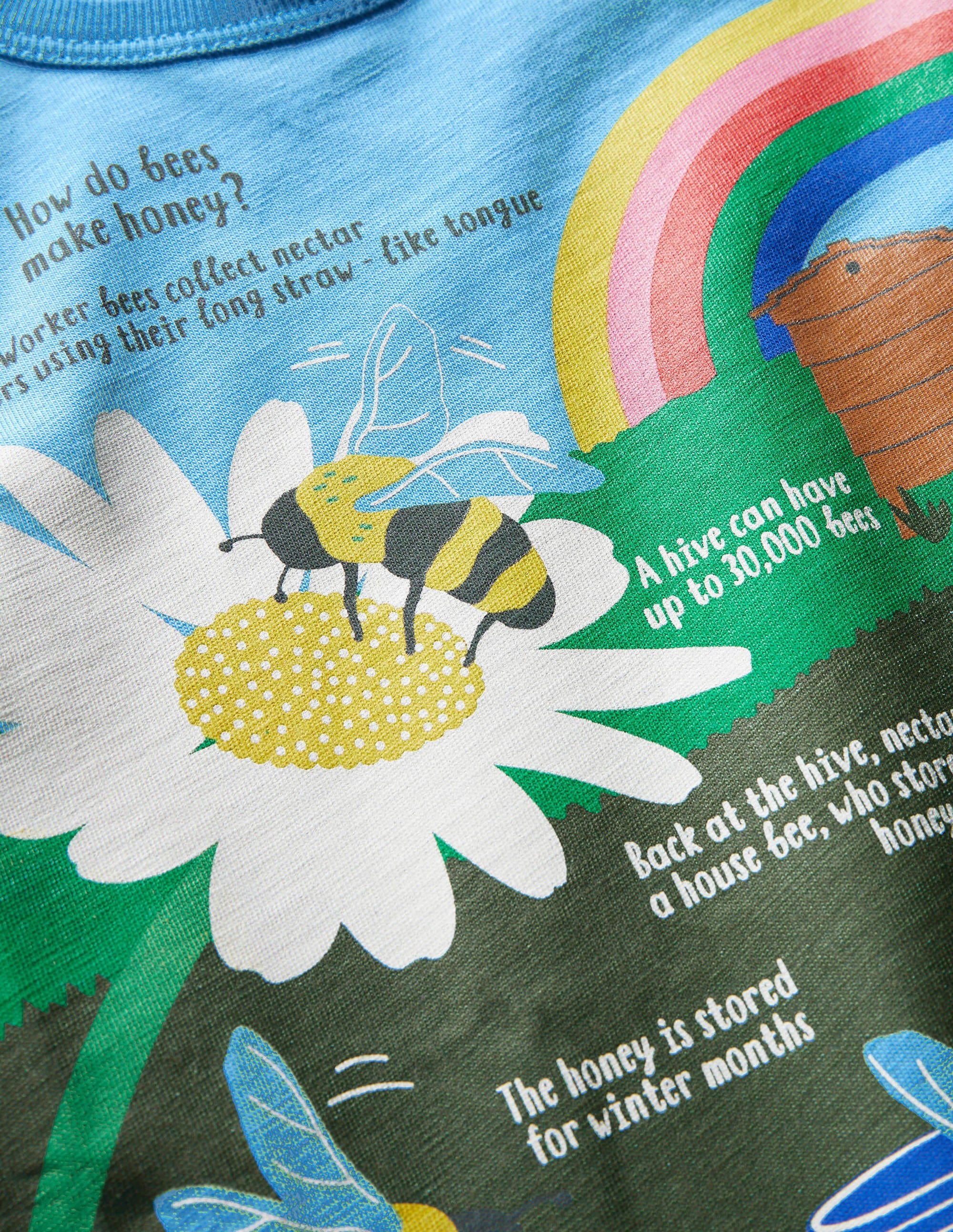 T-Shirt mit lustigen Fakten-Surfbrett-Blau, Honigbienen - Image 3