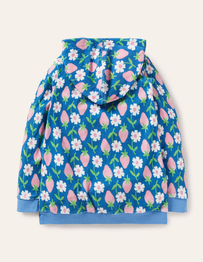 Frottee-Kapuzenjacke-Strahlendes Marineblau, Erdbeeren