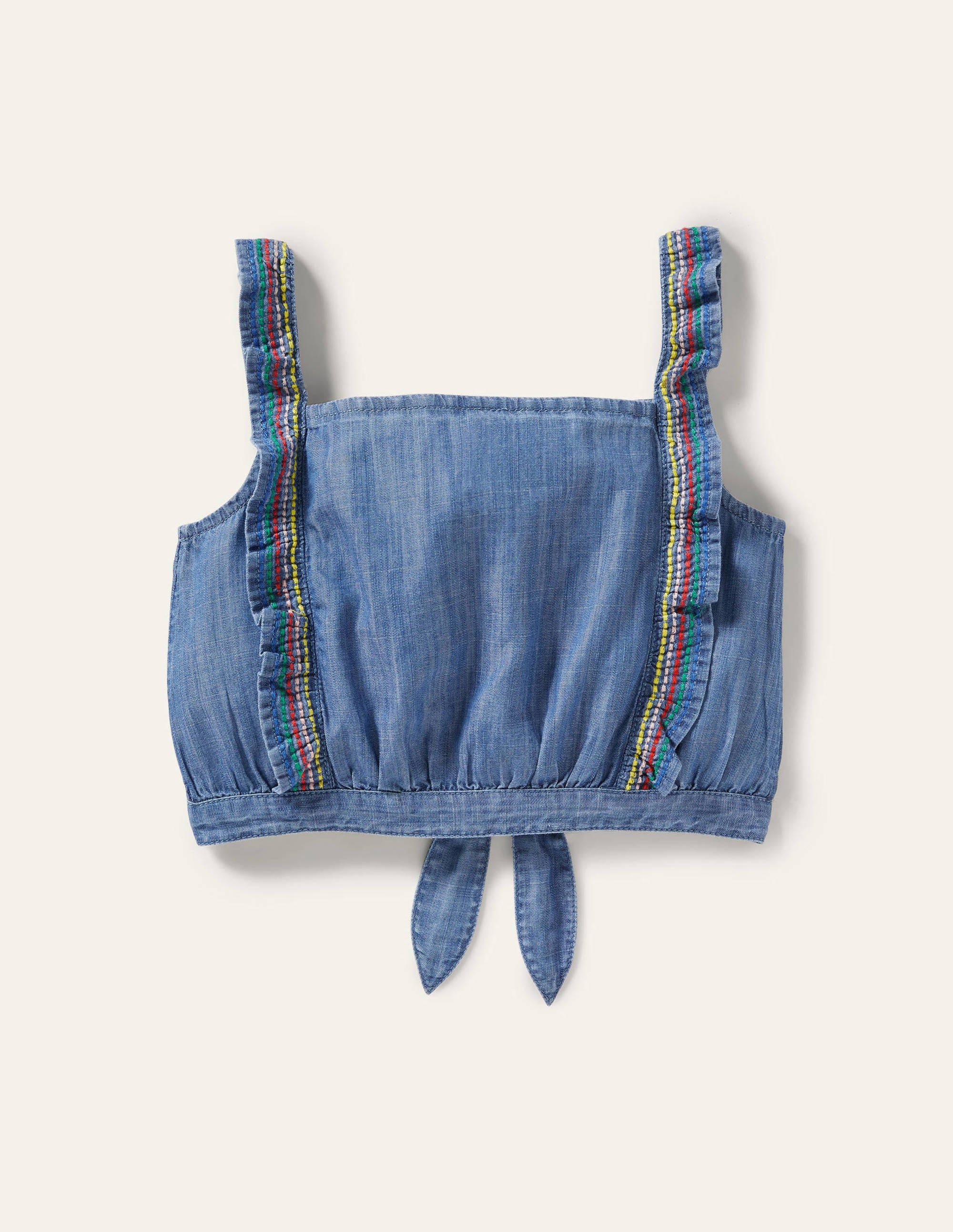 Top noué sur le devant à coutures multiples-Chambray - Image 2