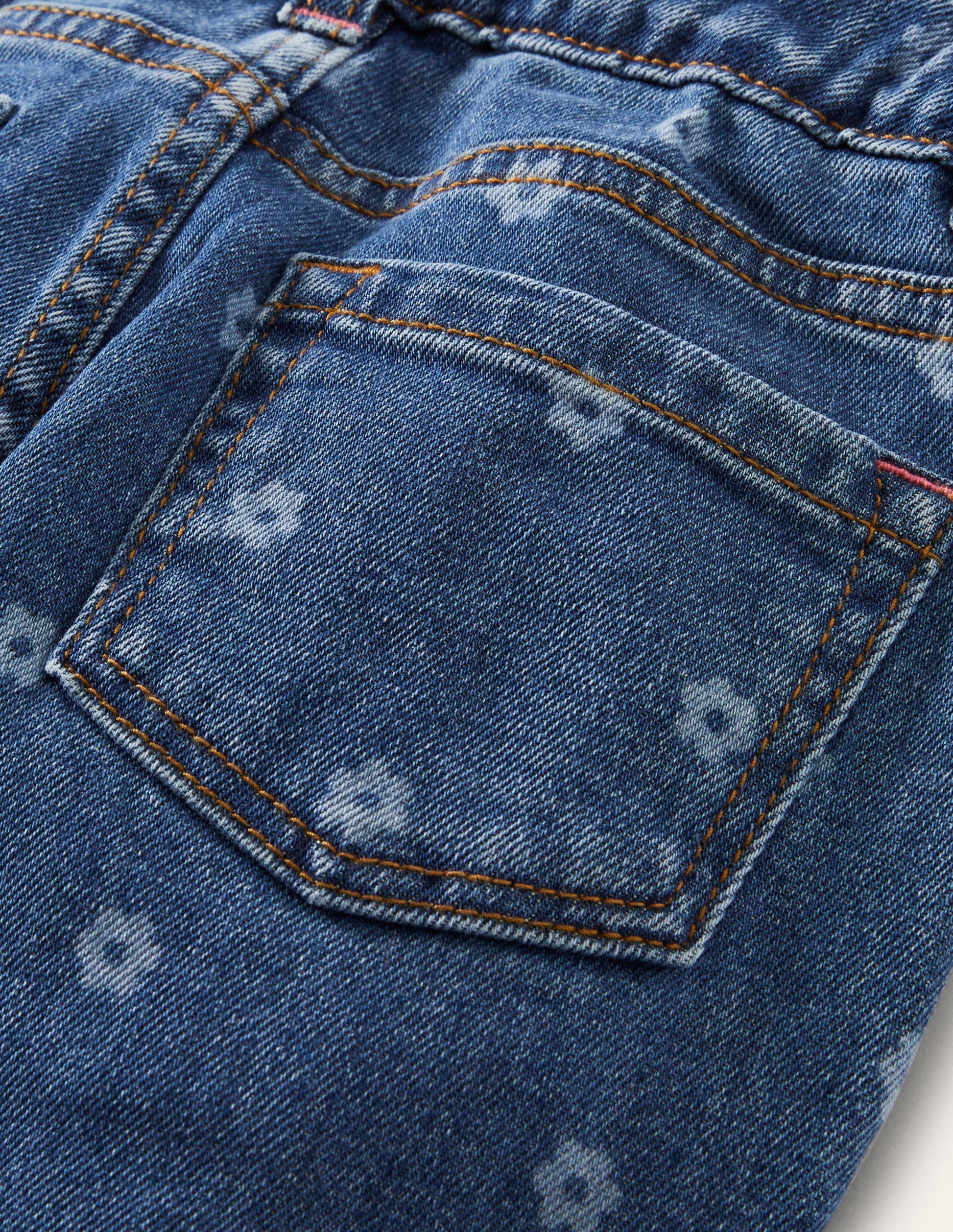 Jeans mit Rüschentaille-Denim, Gänseblümchen-3