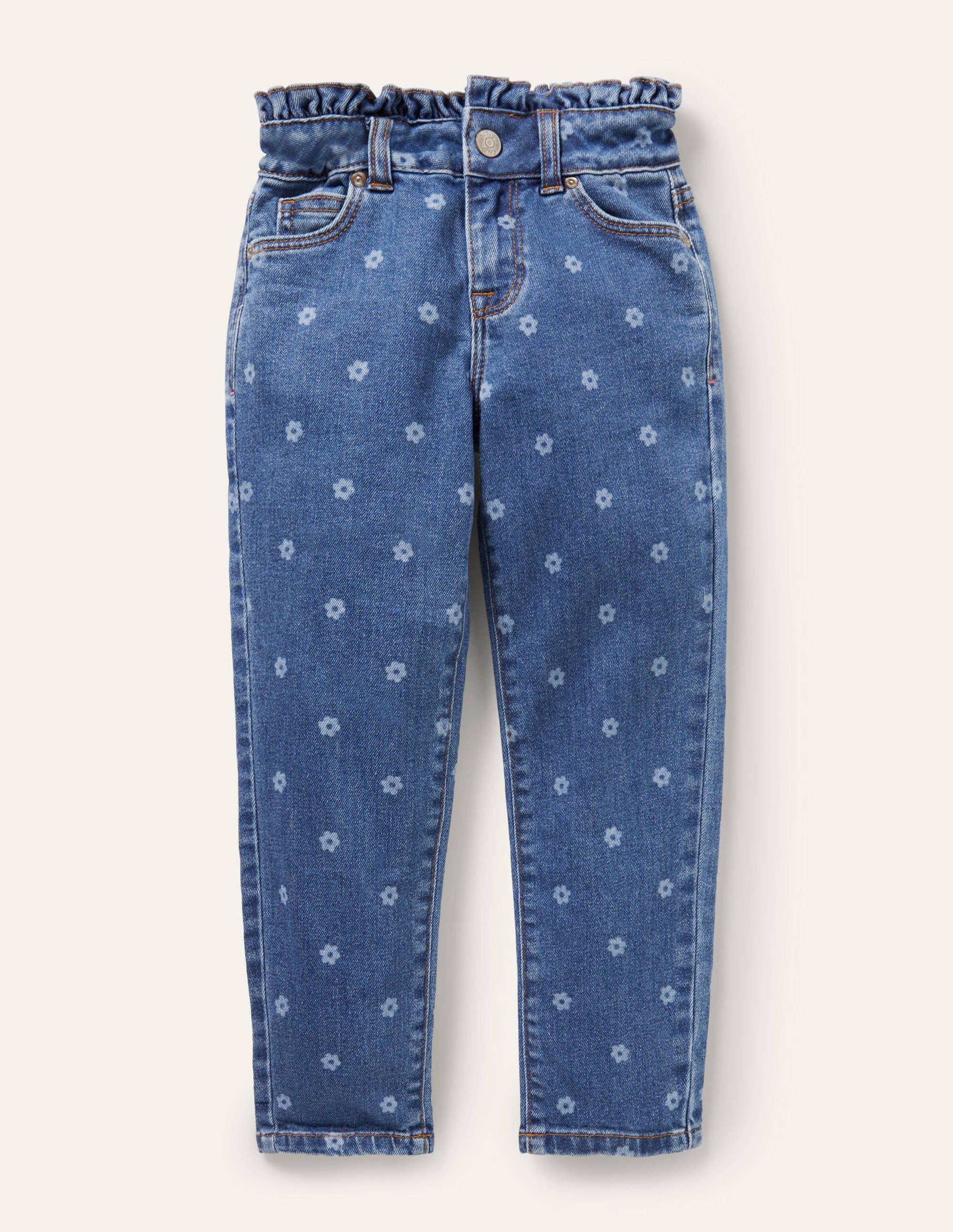 Jeans mit Rüschentaille-Denim, Gänseblümchen - Image 1