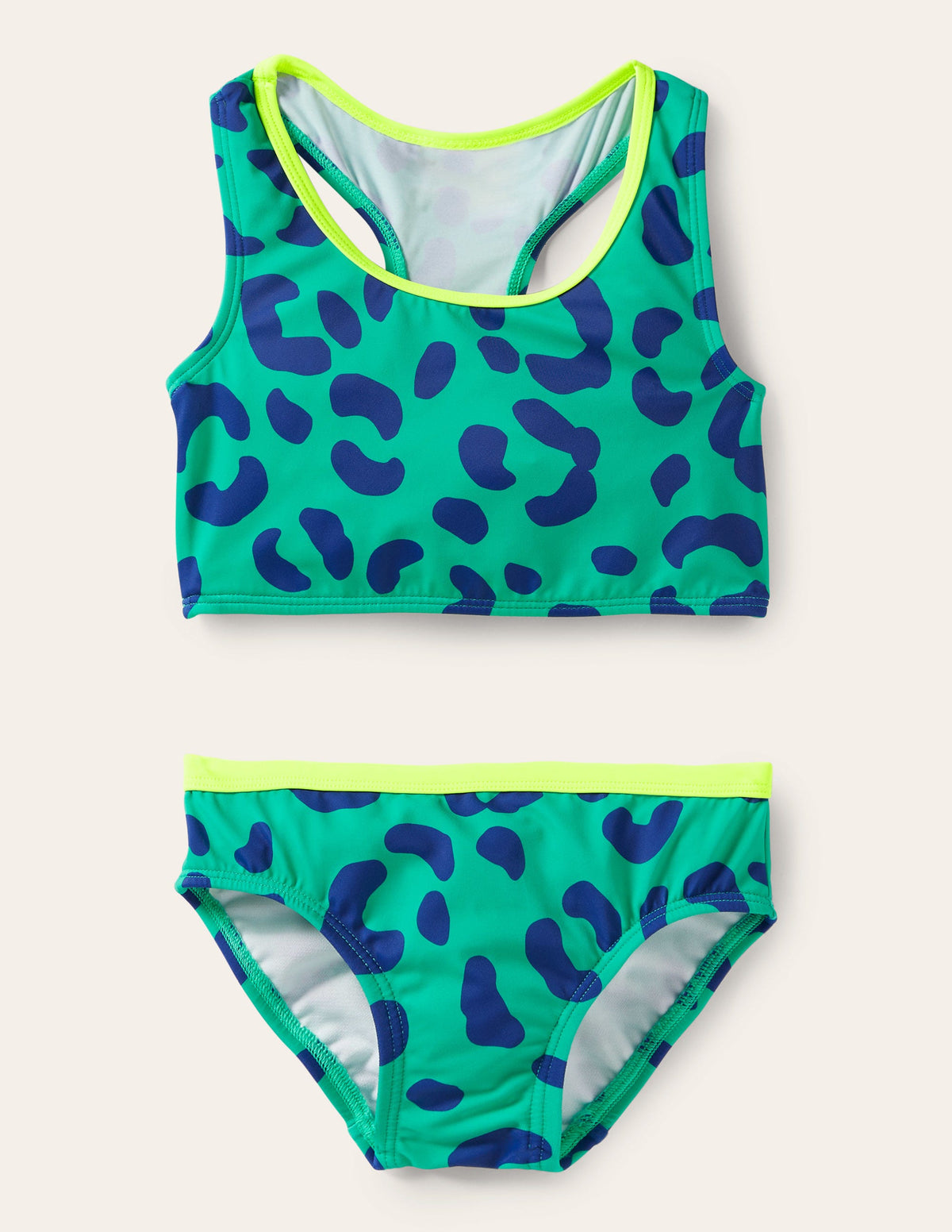 Bikini-Set mit Racerback-Tropisches Grün/Blau, Leopard-1