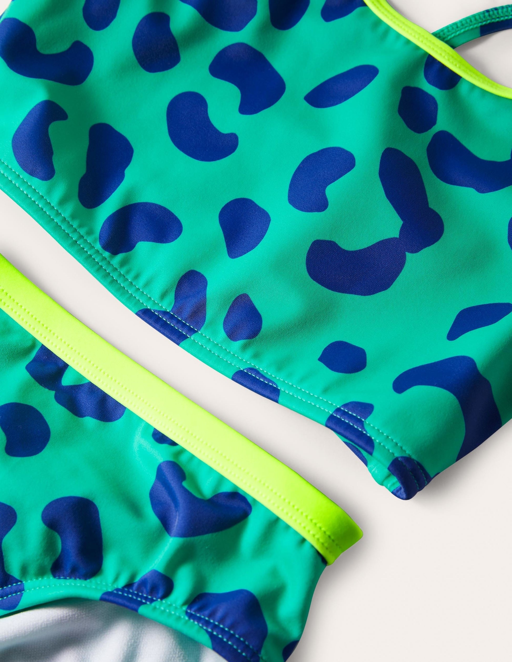 Bikini-Set mit Racerback-Tropisches Grün/Blau, Leopard-3