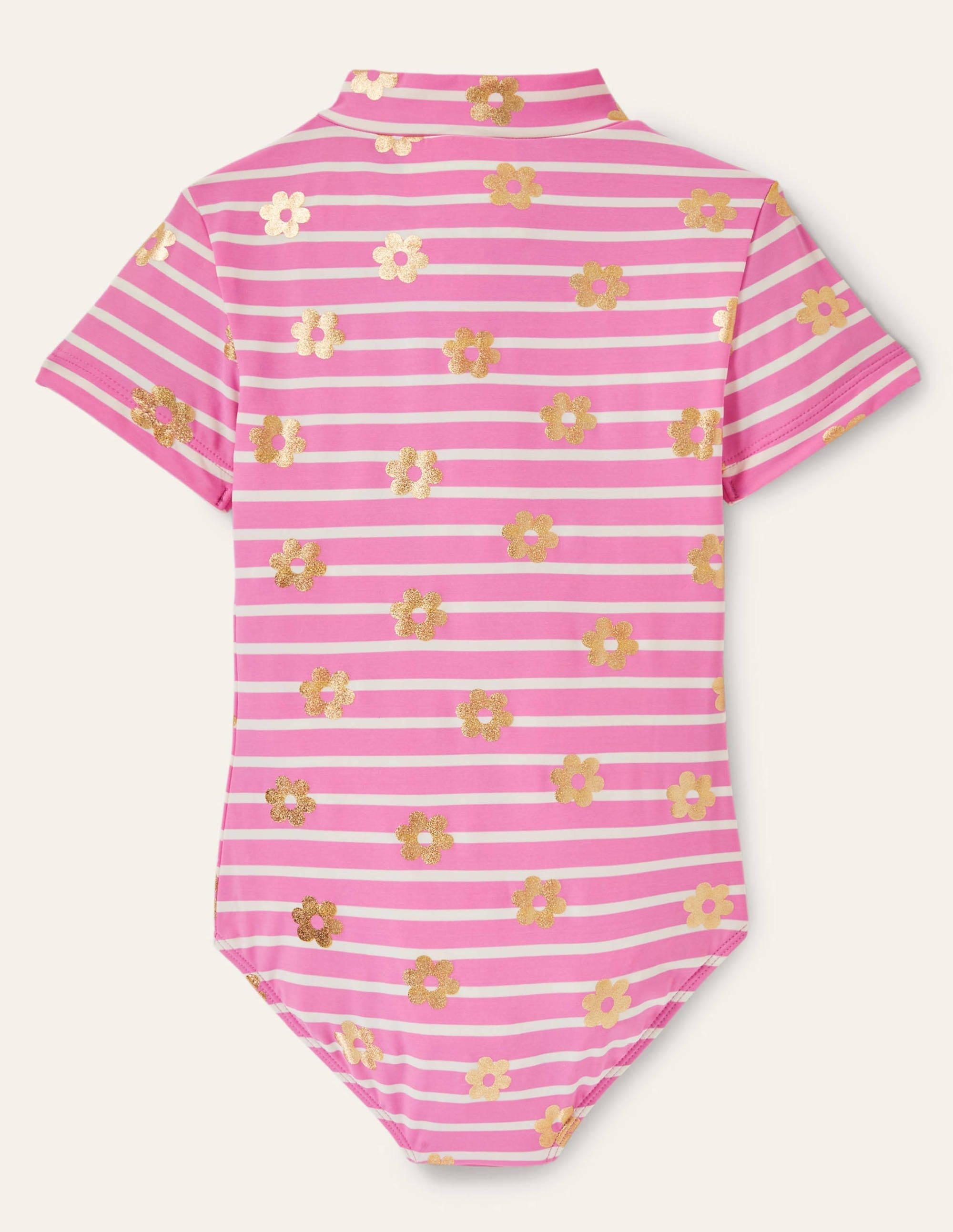 Maillot de bain manches courtes-Pâquerette métallisée rose fraise - Image 2