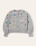 Gilet à manches bouffantes-Pois multi gris chiné
