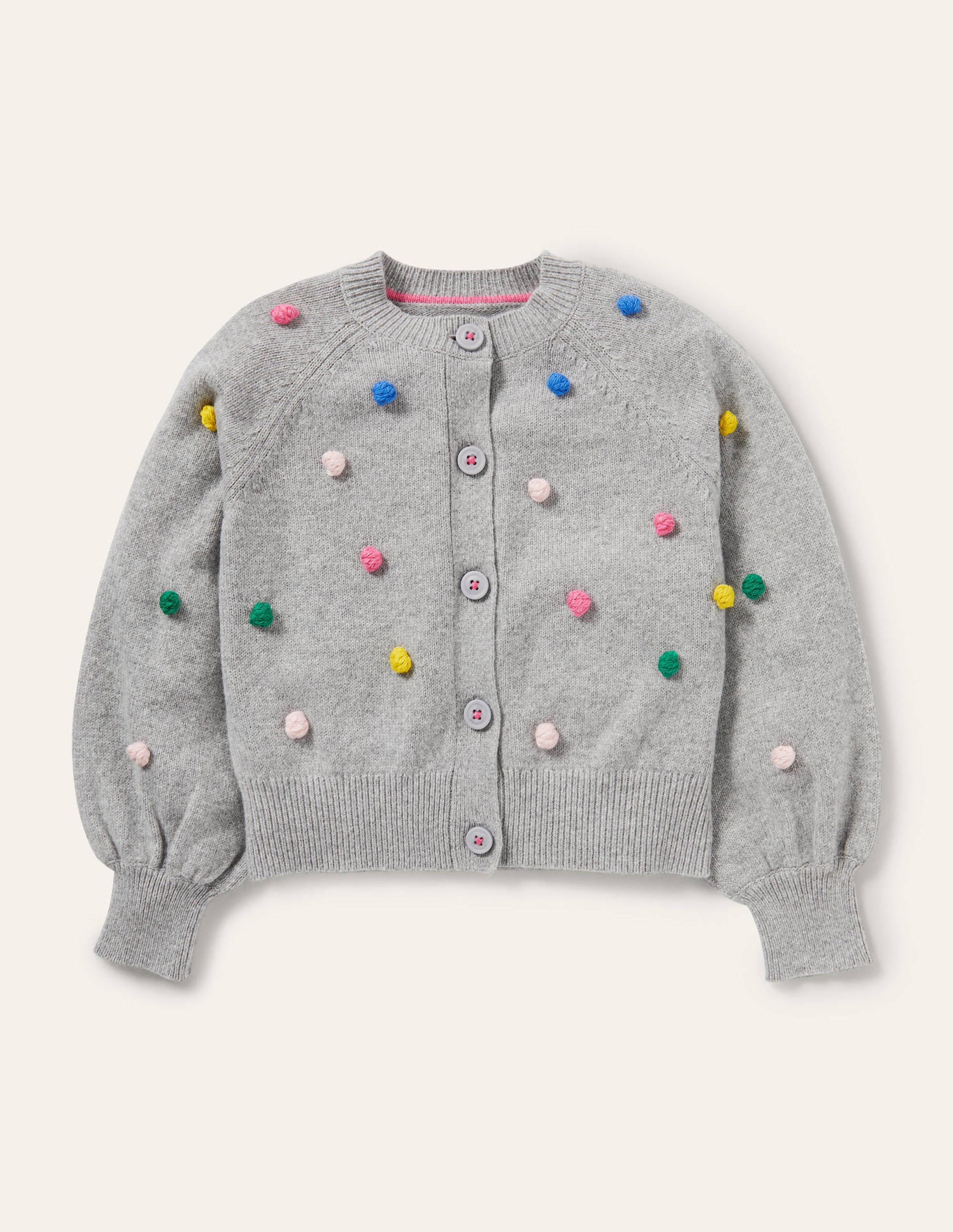 Gilet à manches bouffantes-Pois multi gris chiné - Image 1