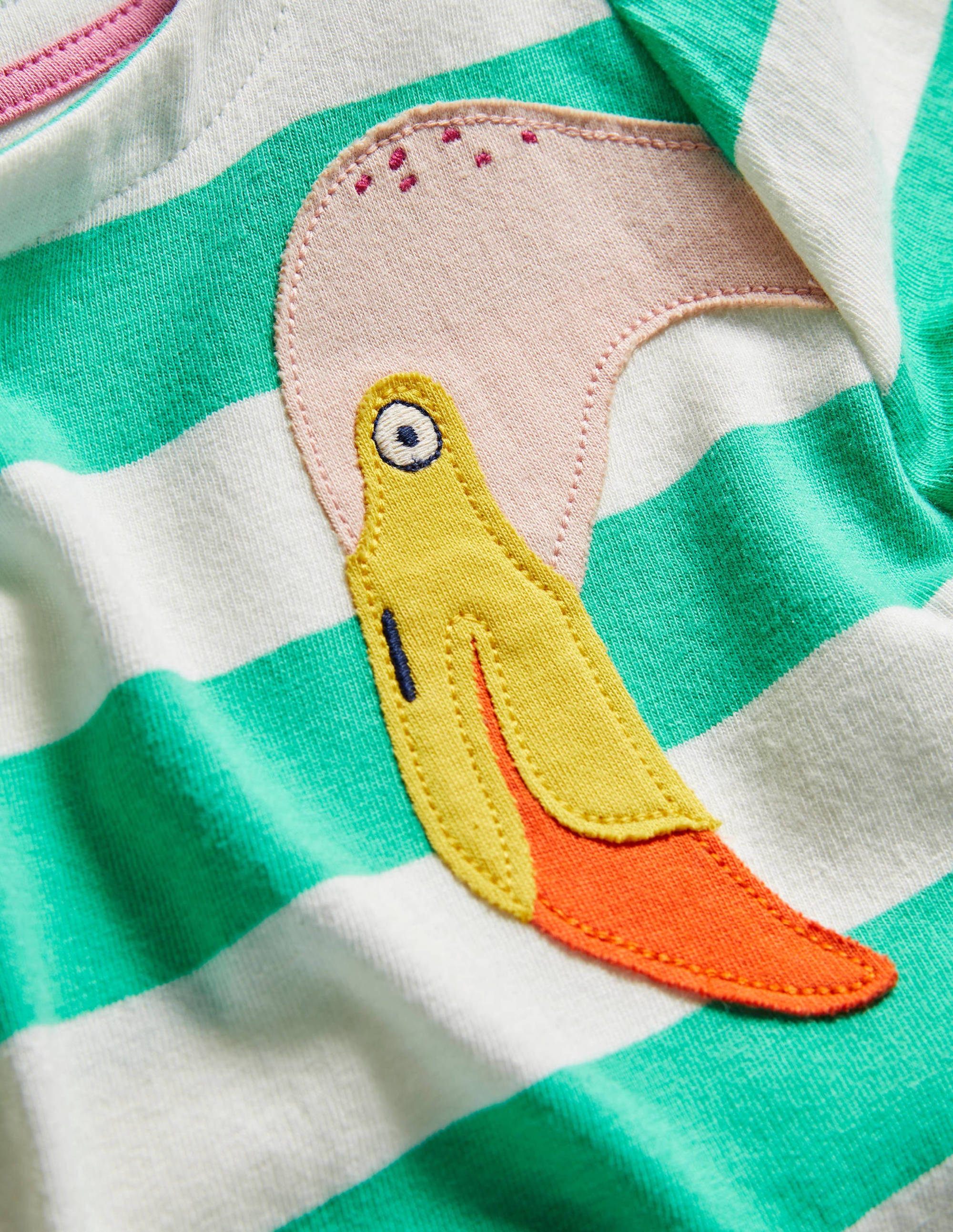 Short Sleeve Appliqué Tunic-Tropical Green/ Ivory Flamingo - Image 3